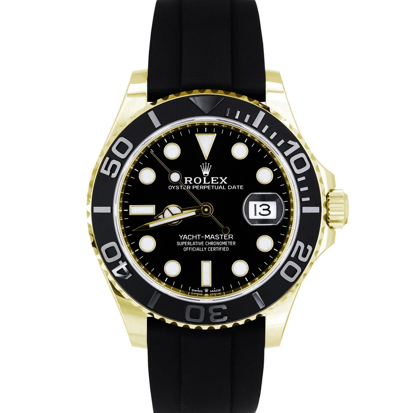 MINT 2022 PAPERS Rolex Yacht-Master Yellow Gold Oysterflex 42mm 226658 Watch B+P