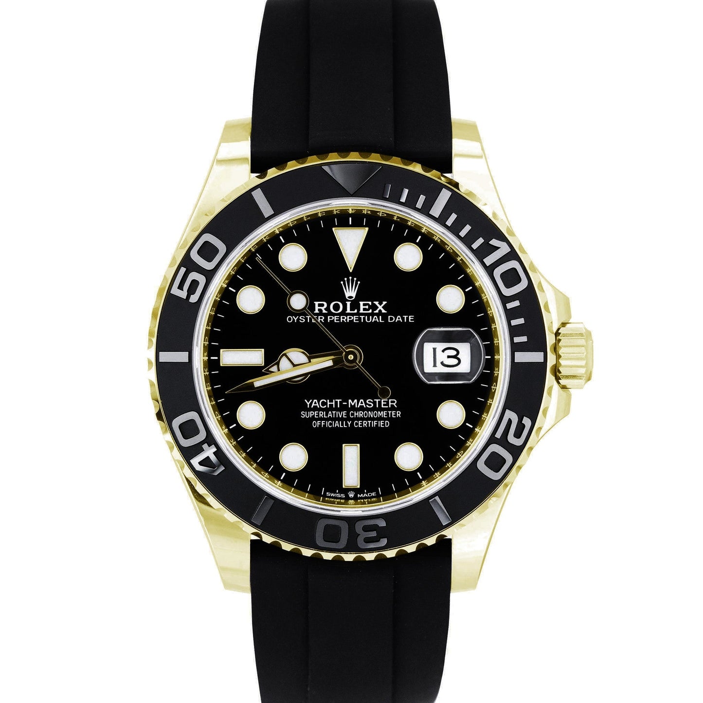 MINT Rolex Yacht-Master 18K Yellow Gold Black Oysterflex 42mm Watch 226658 BOX