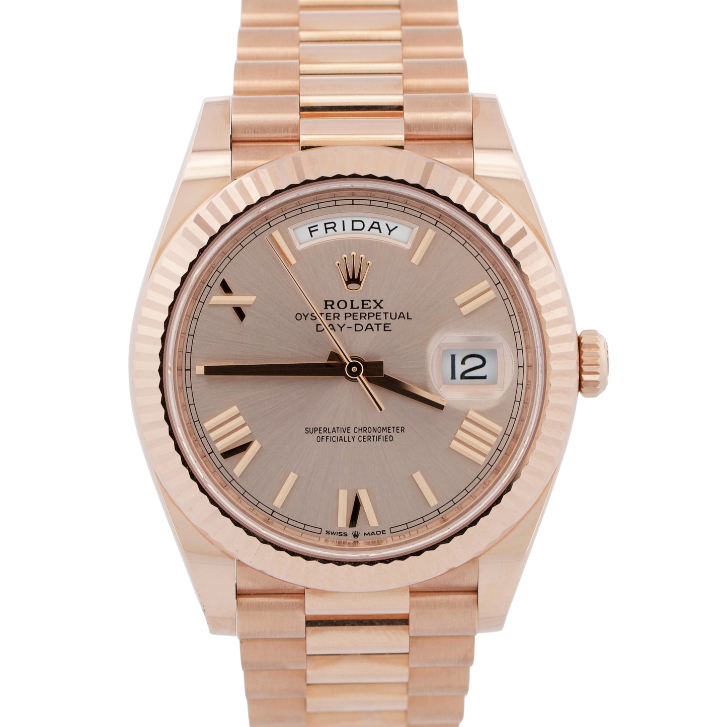 2024 PAPERS Rolex Day-Date President 40mm SUNDUST ROMAN 18K Rose Gold 228235 BOX
