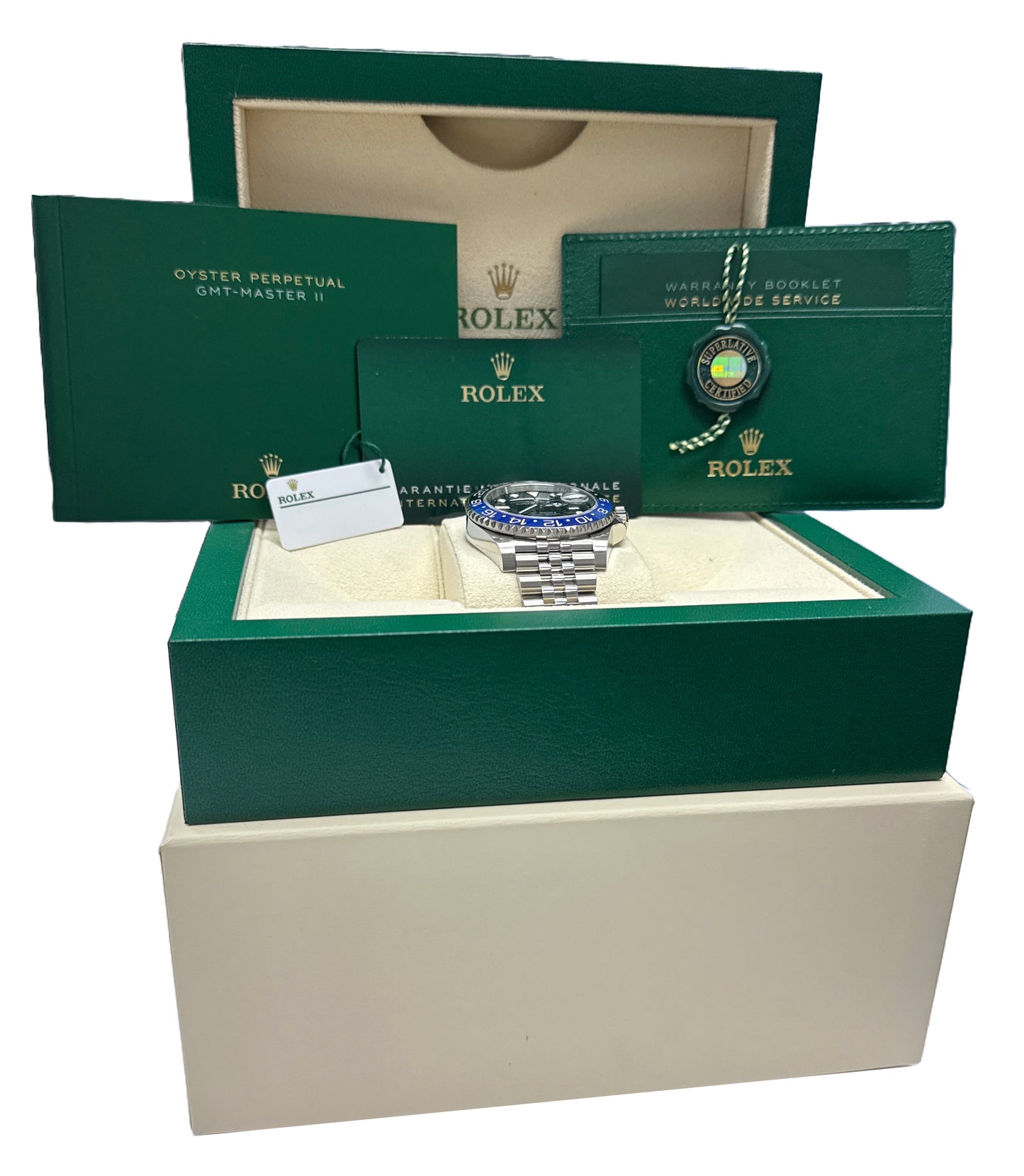2025 PAPERS Rolex GMT-Master II BATGIRL Blue Black JUBILEE 40mm 126710 BLNR BOX
