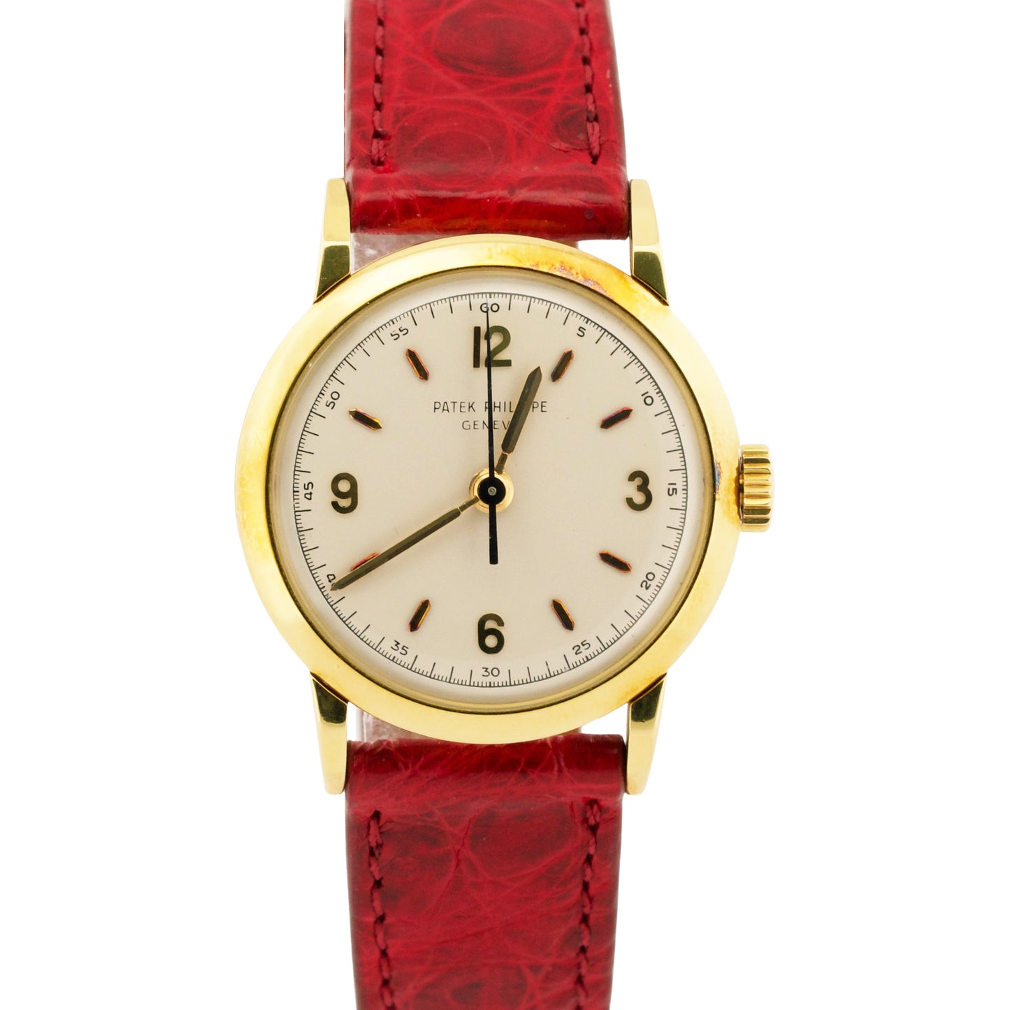 VINTAGE Patek Philippe Calatrava 33mm TRACK DIAL Manual 18K Gold Leather 2466