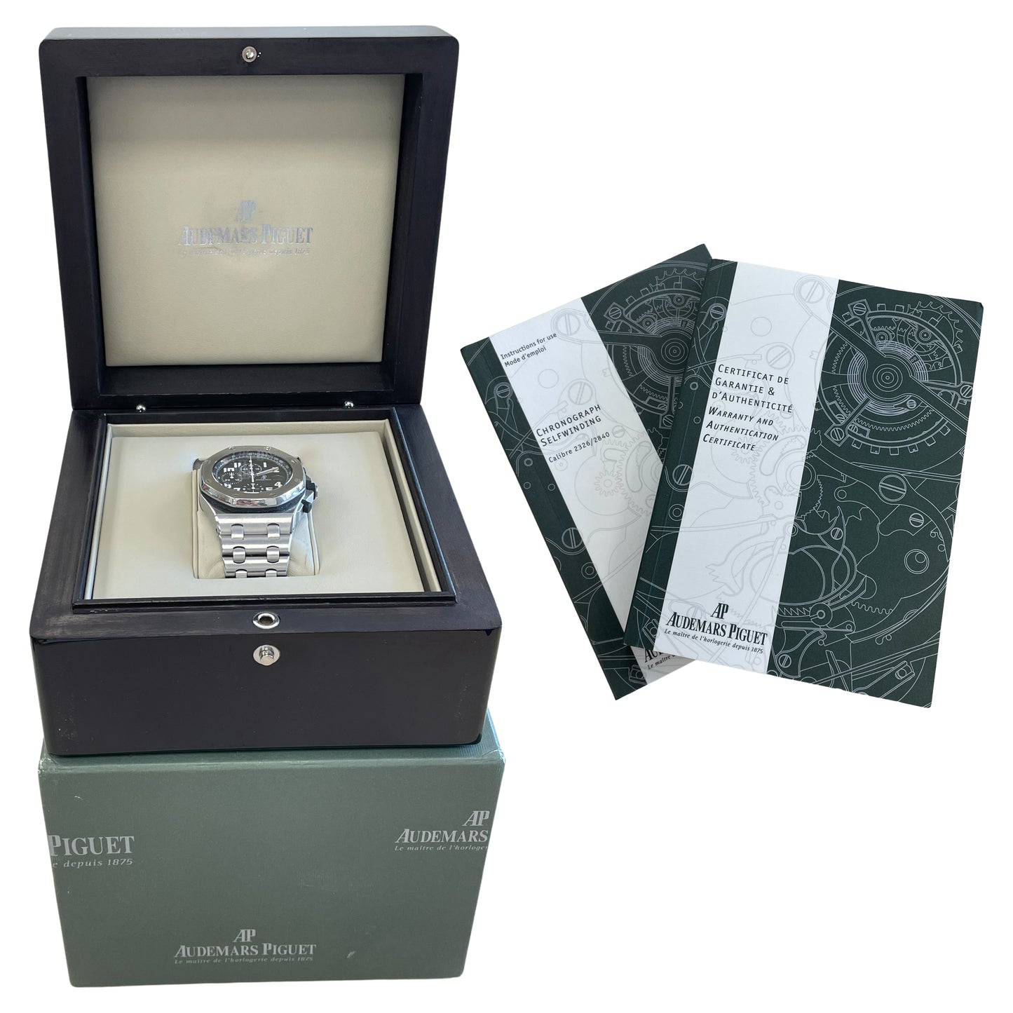 PAPERS Audemars Piguet Royal Oak Offshore Black 25721ST Stainless Watch B+P