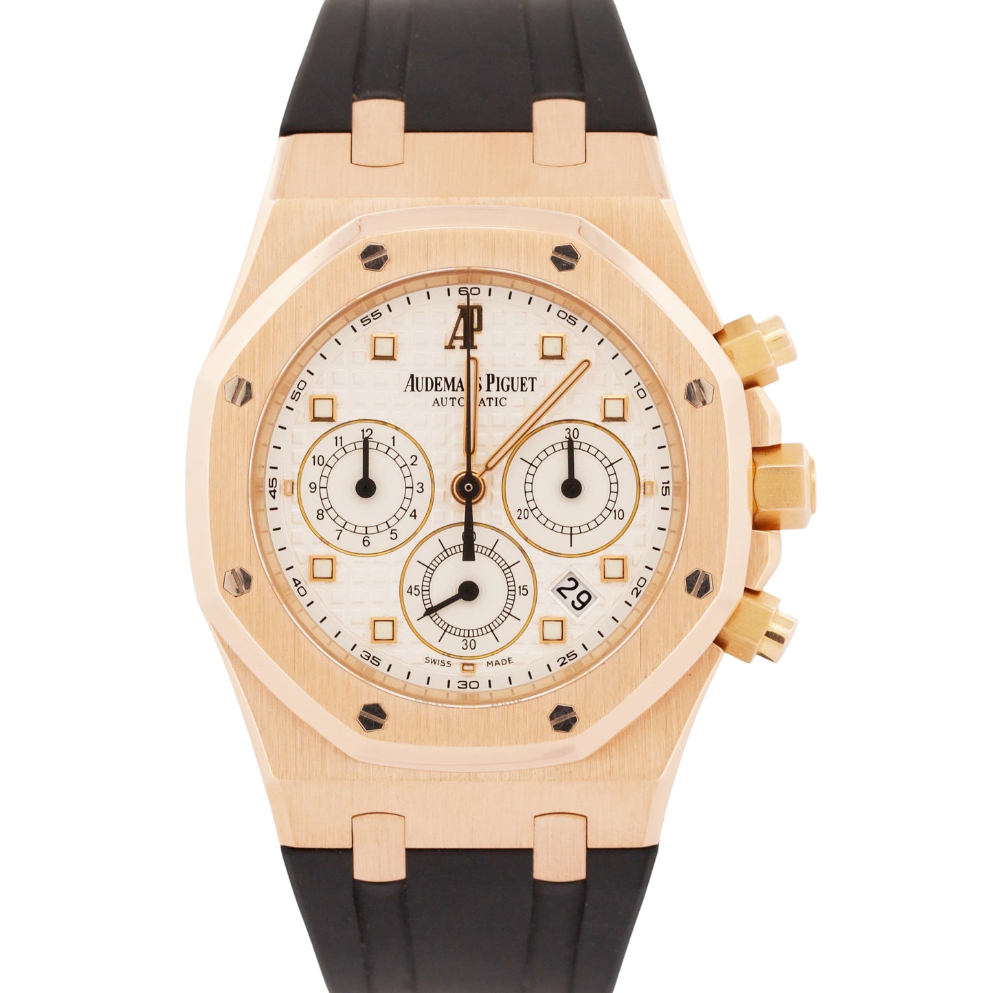 MINT Audemars Piguet Royal Oak Chronograph WHITE 18k Rose Gold 39mm 26022OR