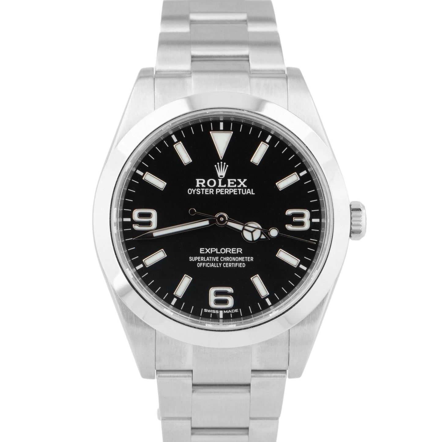 MINT Rolex Explorer PAPERS MK2 Black FULL LUME 3-6-9 Steel 39mm 214270 Watch B+P