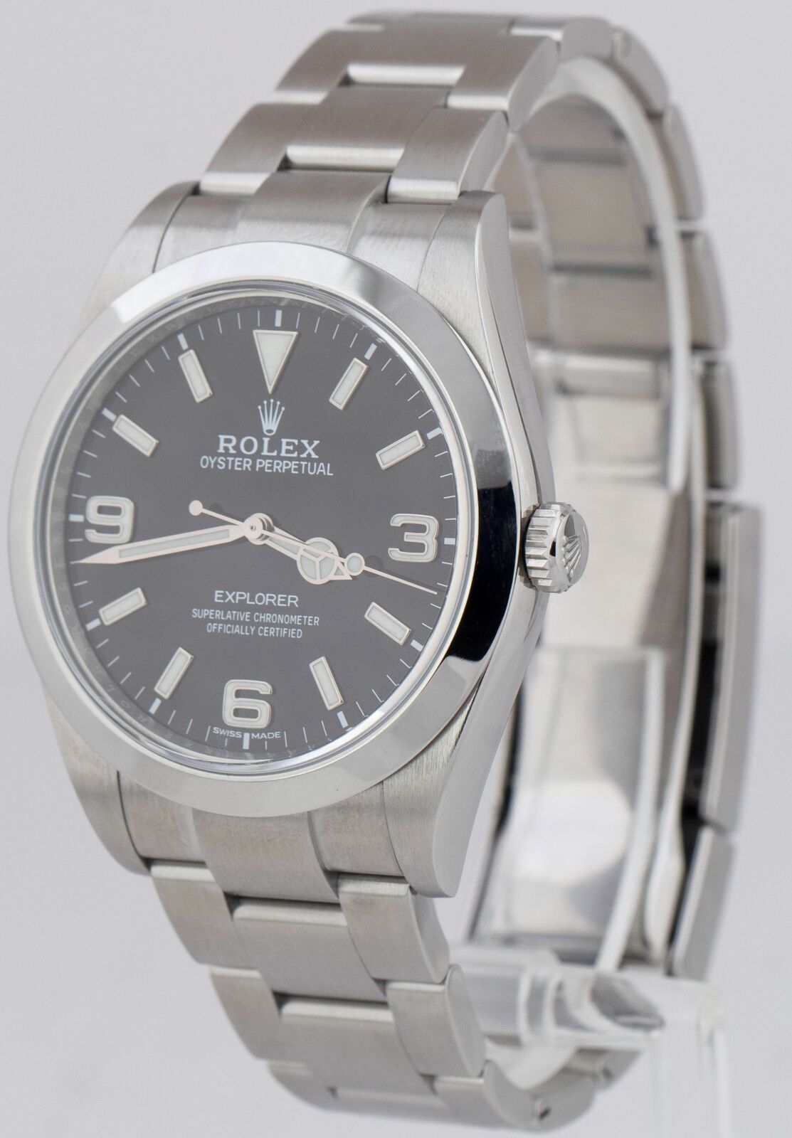 MINT Rolex Explorer PAPERS MK2 Black FULL LUME 3-6-9 Steel 39mm 214270 Watch B+P