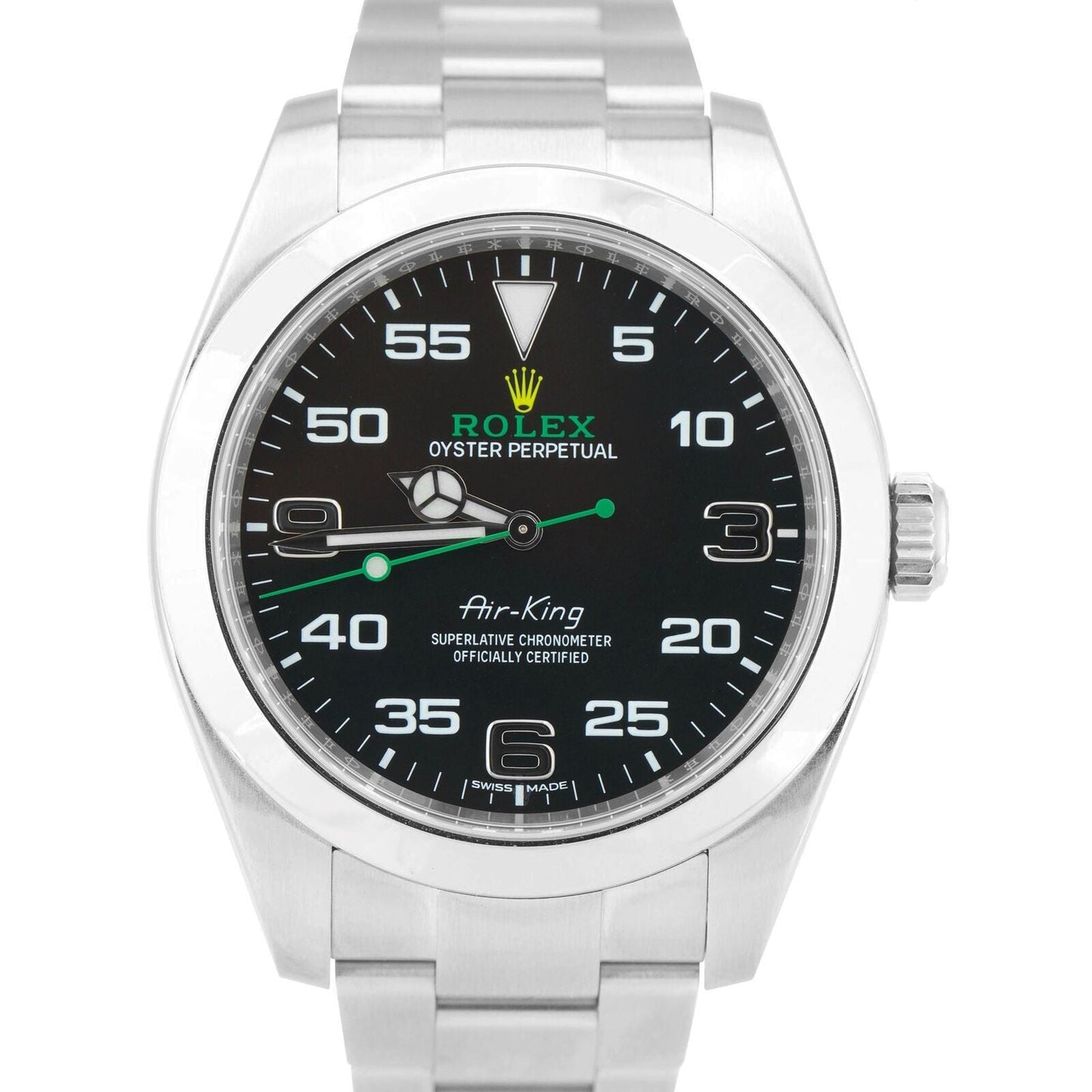 MINT Rolex Air-King 40mm Green Black Stainless Steel Automatic Watch 116900