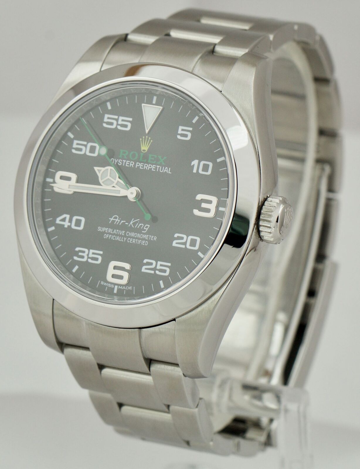 MINT Rolex Air-King 40mm Green Black Stainless Steel Automatic Watch 116900