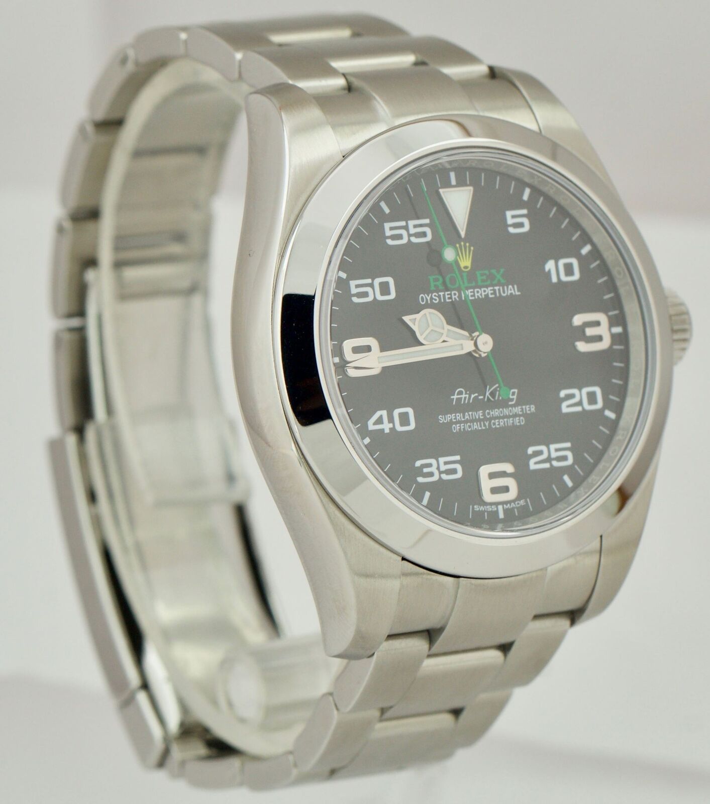 MINT Rolex Air-King 40mm Green Black Stainless Steel Automatic Watch 116900