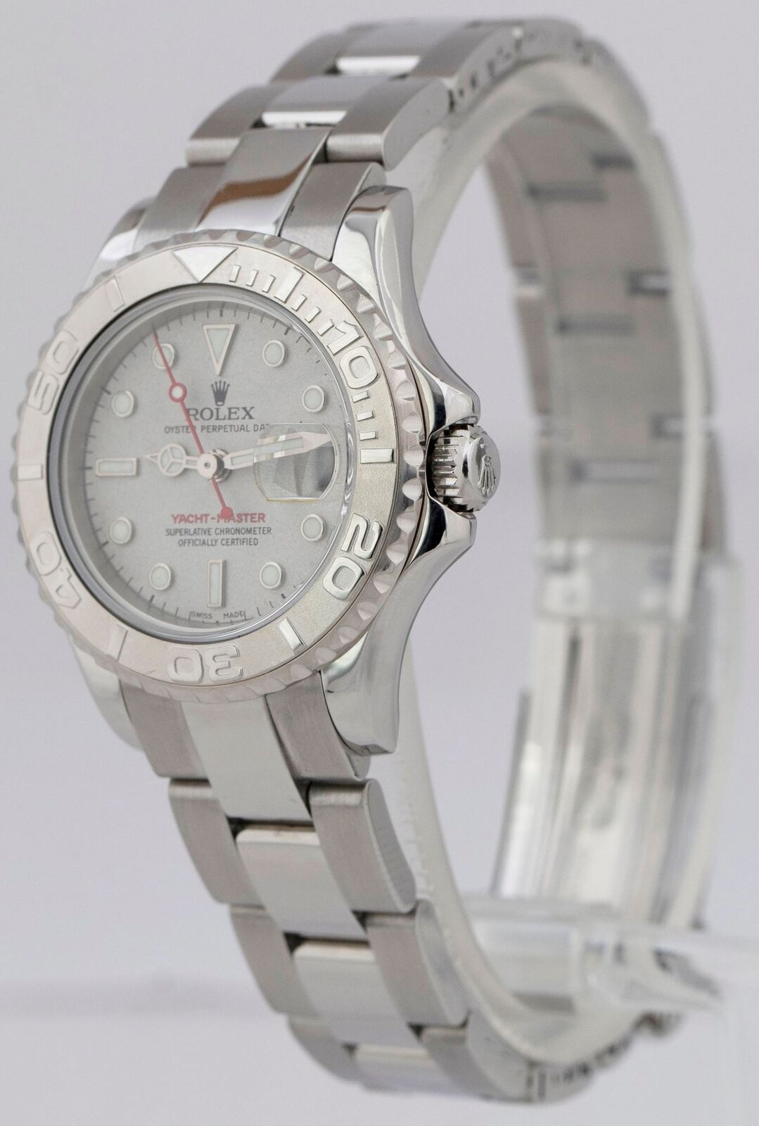 MINT Ladies Rolex Yacht-Master Stainless Steel Platinum 29mm Date Watch 169622