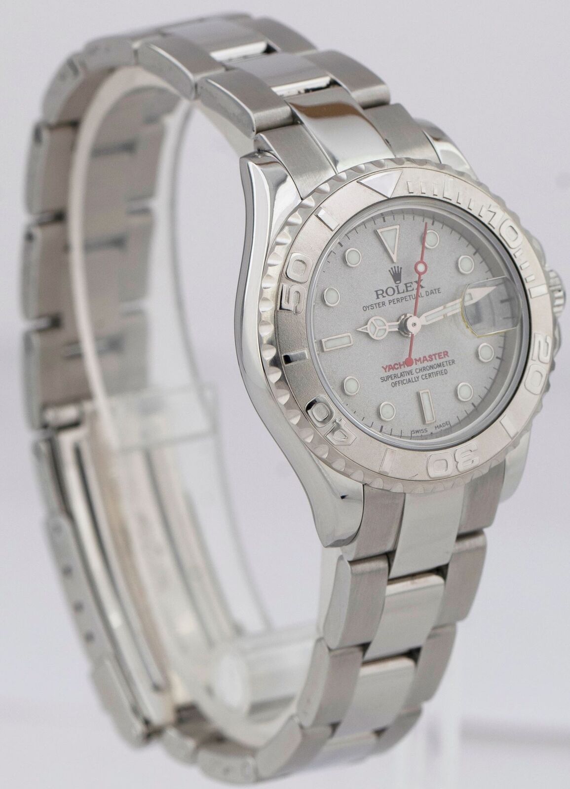 MINT Ladies Rolex Yacht-Master Stainless Steel Platinum 29mm Date Watch 169622