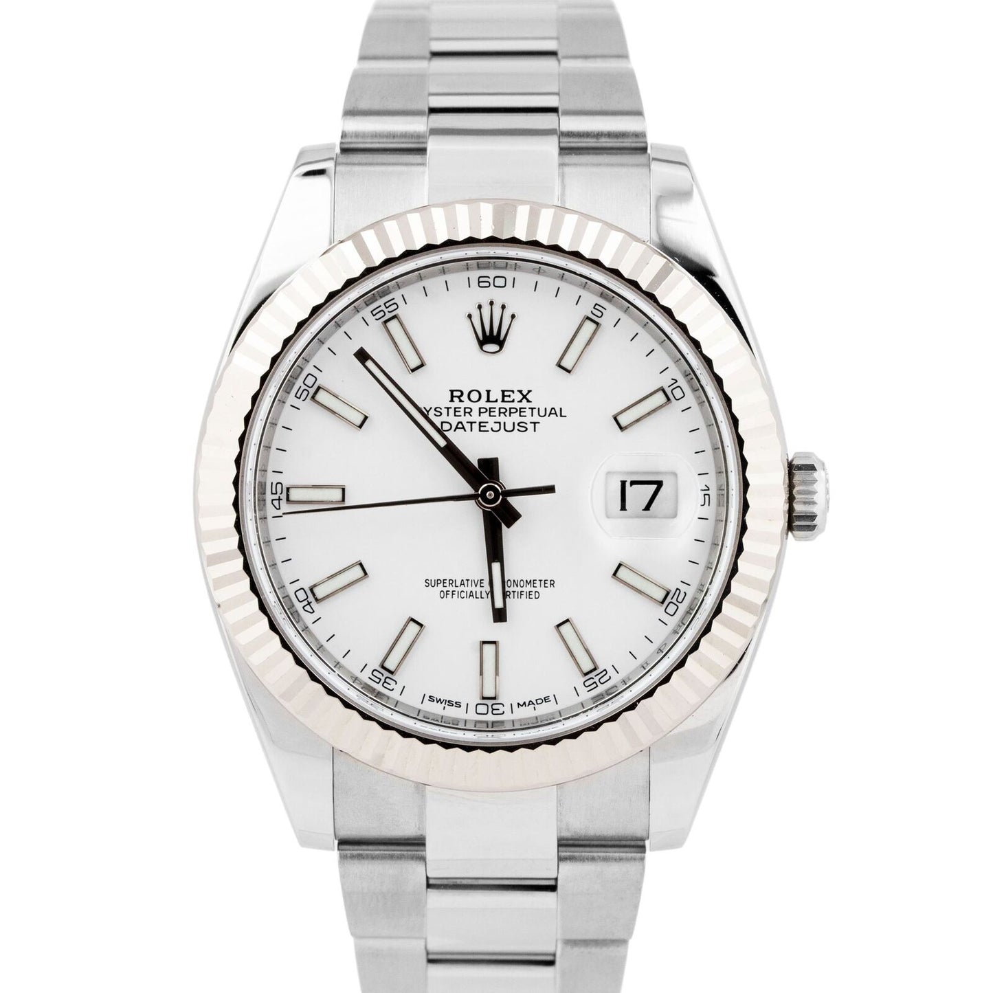 NEW JULY 2025 PAPERS Rolex DateJust 41 WHITE 18K Fluted OYSTER 41mm 126334 BOX