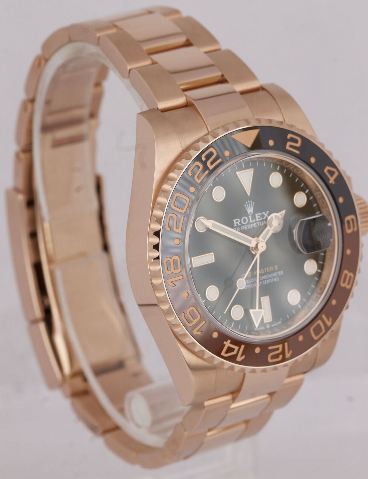 MINT PAPERS Rolex GMT-Master II Root Beer Rose Gold 40mm Watch 126715 CHNR B+P