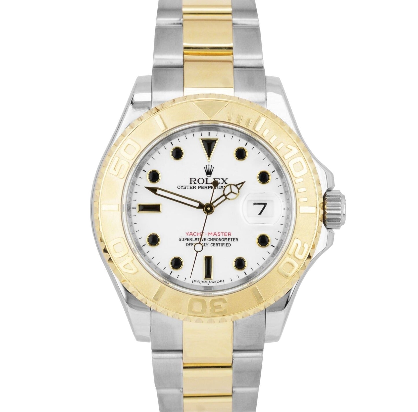 2011 REHAUT Rolex Yacht-Master 40mm 18K Two-Tone Gold White Dial Watch 16623 B+P