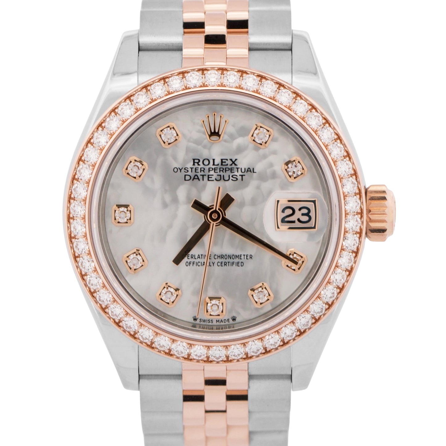 MINT Rolex DateJust FACTORY MOP DIAMOND 28mm Steel JUBILEE 18K Gold 279381RBR
