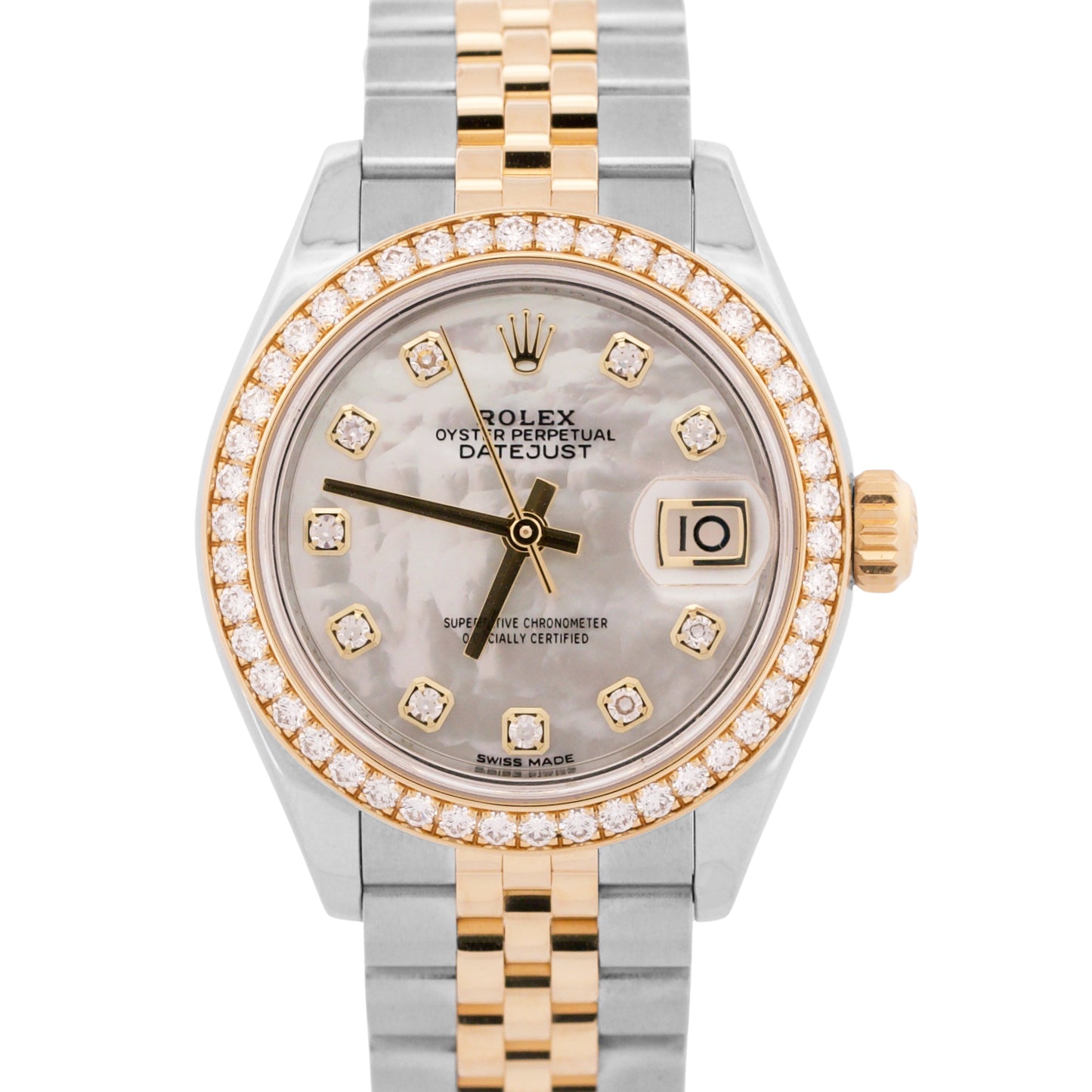 2024 RSC PAPERS Rolex DateJust FACTORY MOP DIAMOND 28mm 18K Gold 279378 RBR BOX