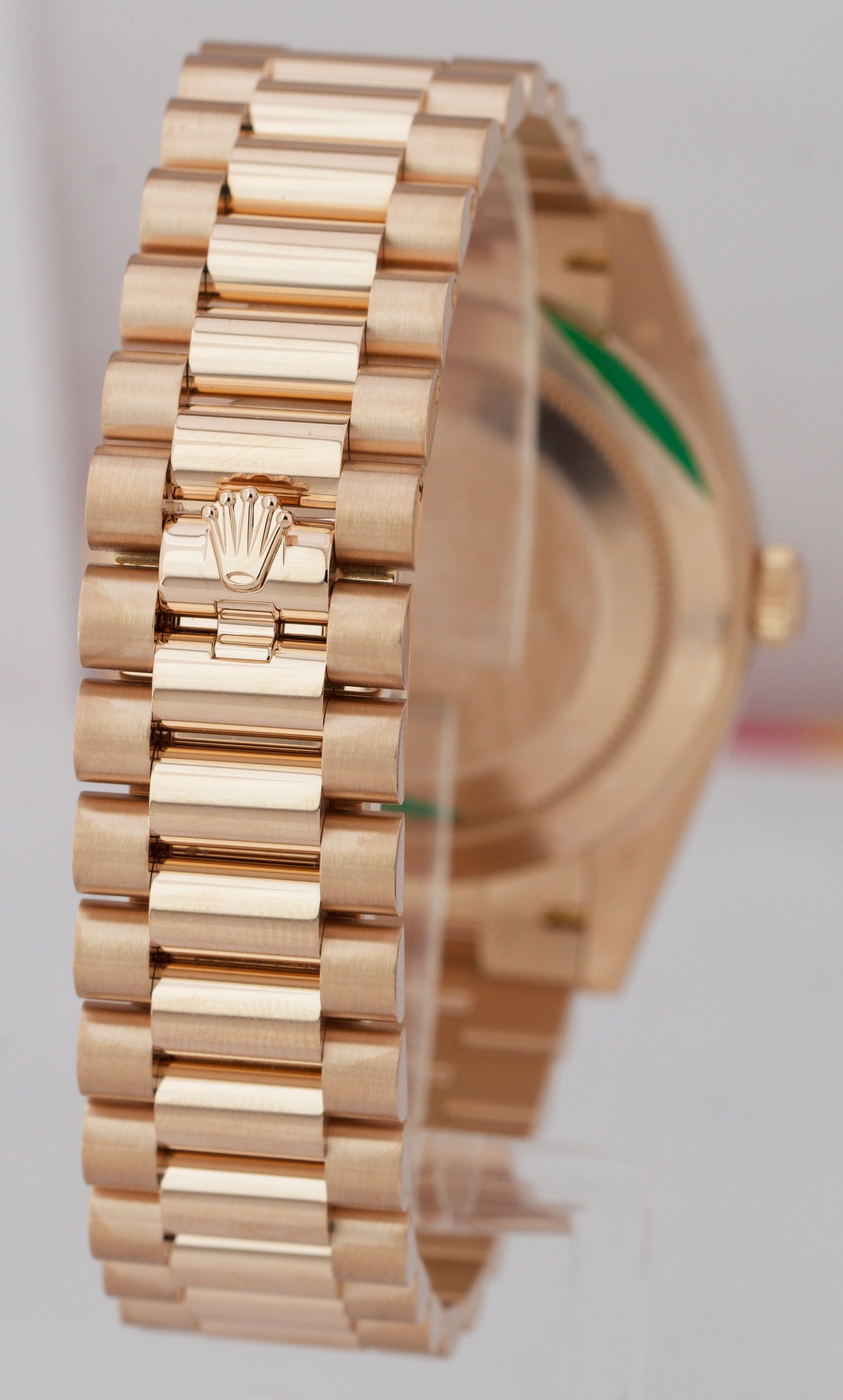BRAND NEW 2023 Rolex Day-Date 40 Olive Green President 18K Rose Gold 228235 B+P