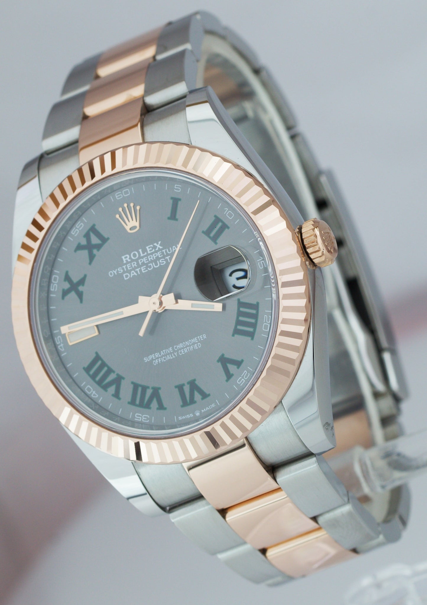 2022 PAPERS Rolex DateJust Wimbledon Rose Gold Two-Tone Oyster 126331 41mm B+P