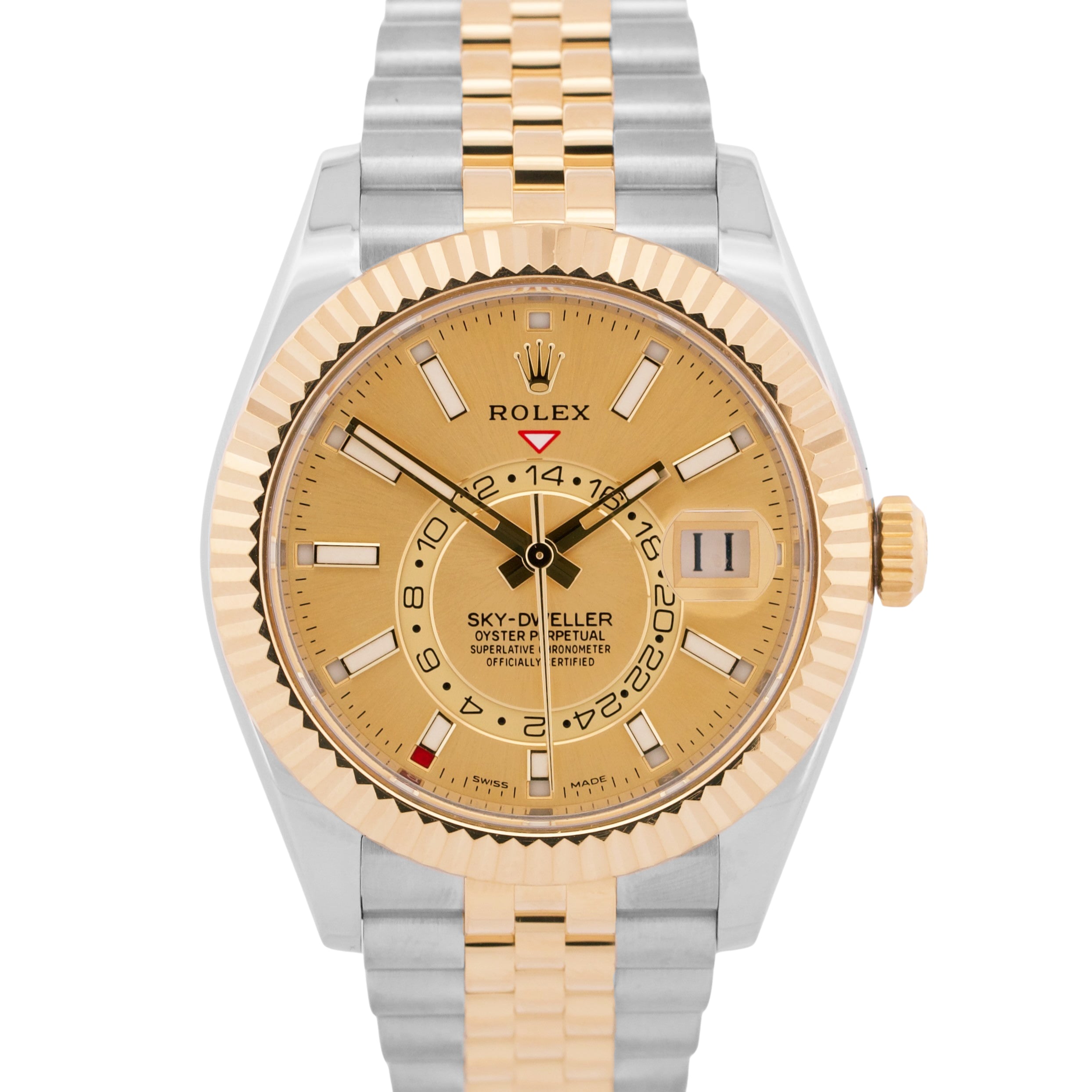 【希少】ROLEX × CUTTER & BUCK プルオーバー ベージュ 2022 PAPERS Rolex Sky-Dweller CHAMPAGNE 18K Gold Steel JUBILEE