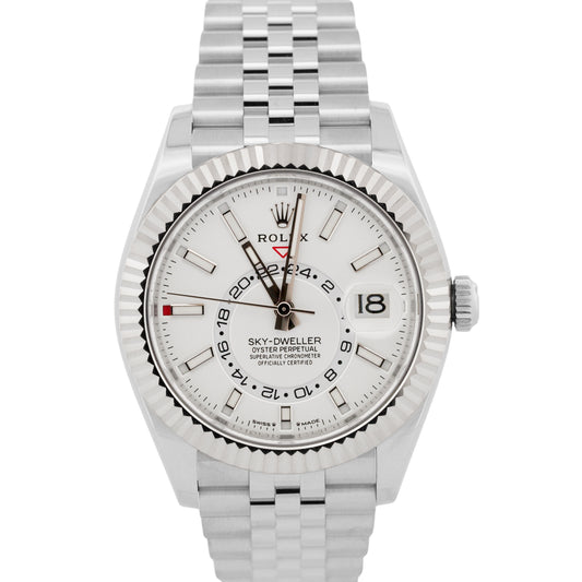 2024 PAPERS Rolex Sky-Dweller WHITE 42mm Stainless Steel JUBILEE 336934 BOX