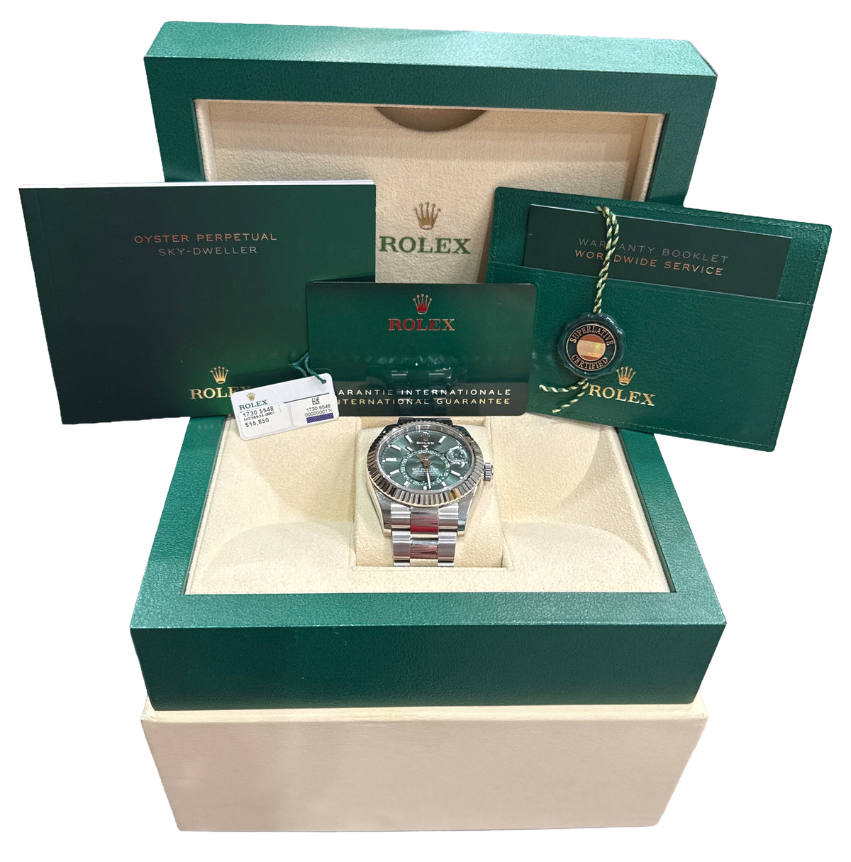 New 2024 Rolex Sky-Dweller 336934 Mint Green 42mm Oyster 18K Steel Box Papers