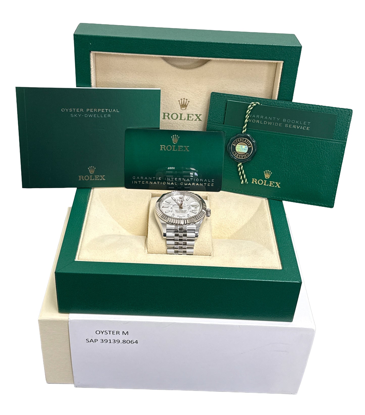 2024 PAPERS Rolex Sky-Dweller WHITE 42mm Stainless Steel JUBILEE 336934 BOX