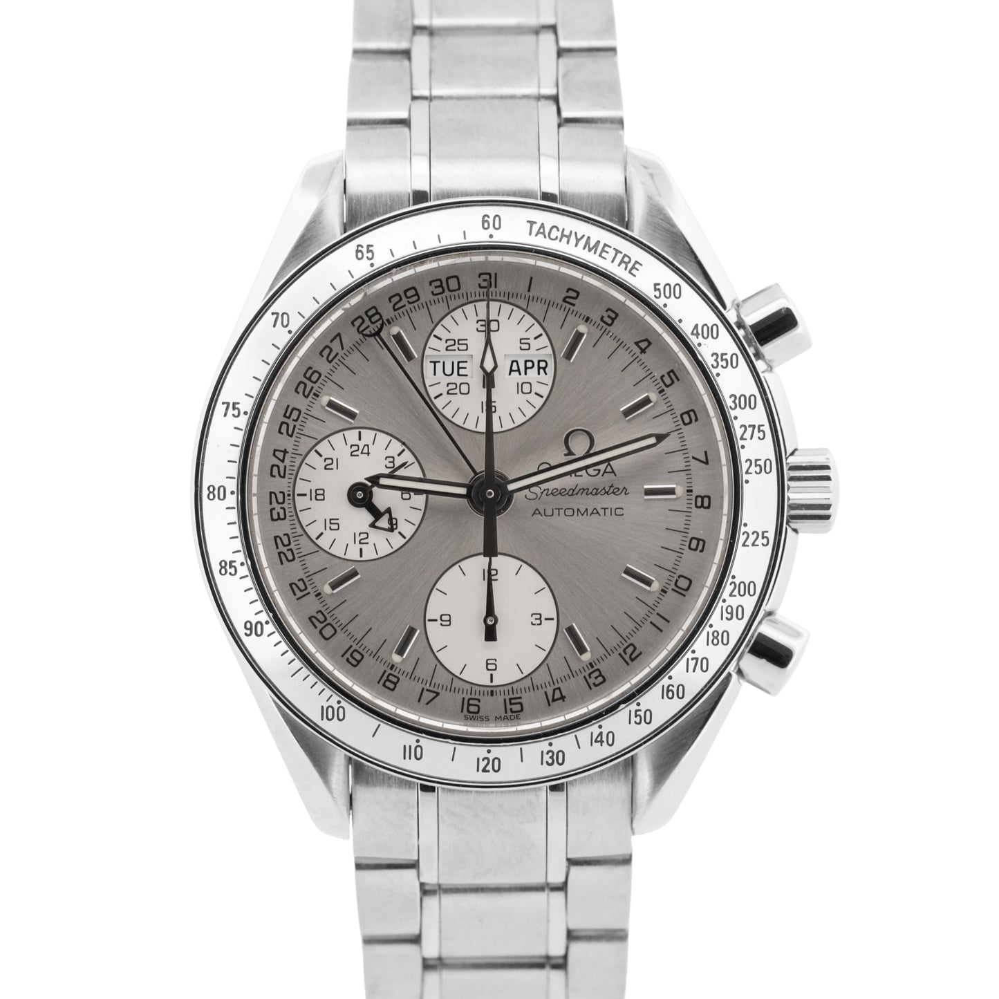 PAPERS Omega Speedmaster Day-Date Chronograph SILVER 39mm Steel 3523.30.00 BOX