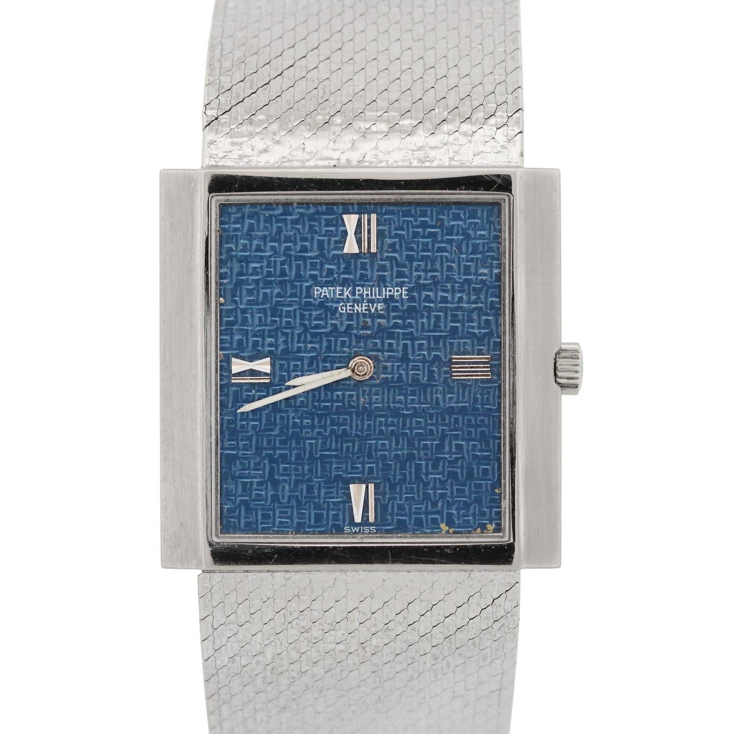 VINTAGE Patek Philippe BLUE Gondolo 26mm 18K White Gold Manual Watch 3571/1