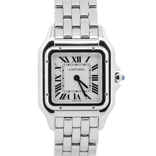 Ladies Cartier Panthere Stainless Steel WHITE Roman 27mm Quartz 4016 WSPN0007
