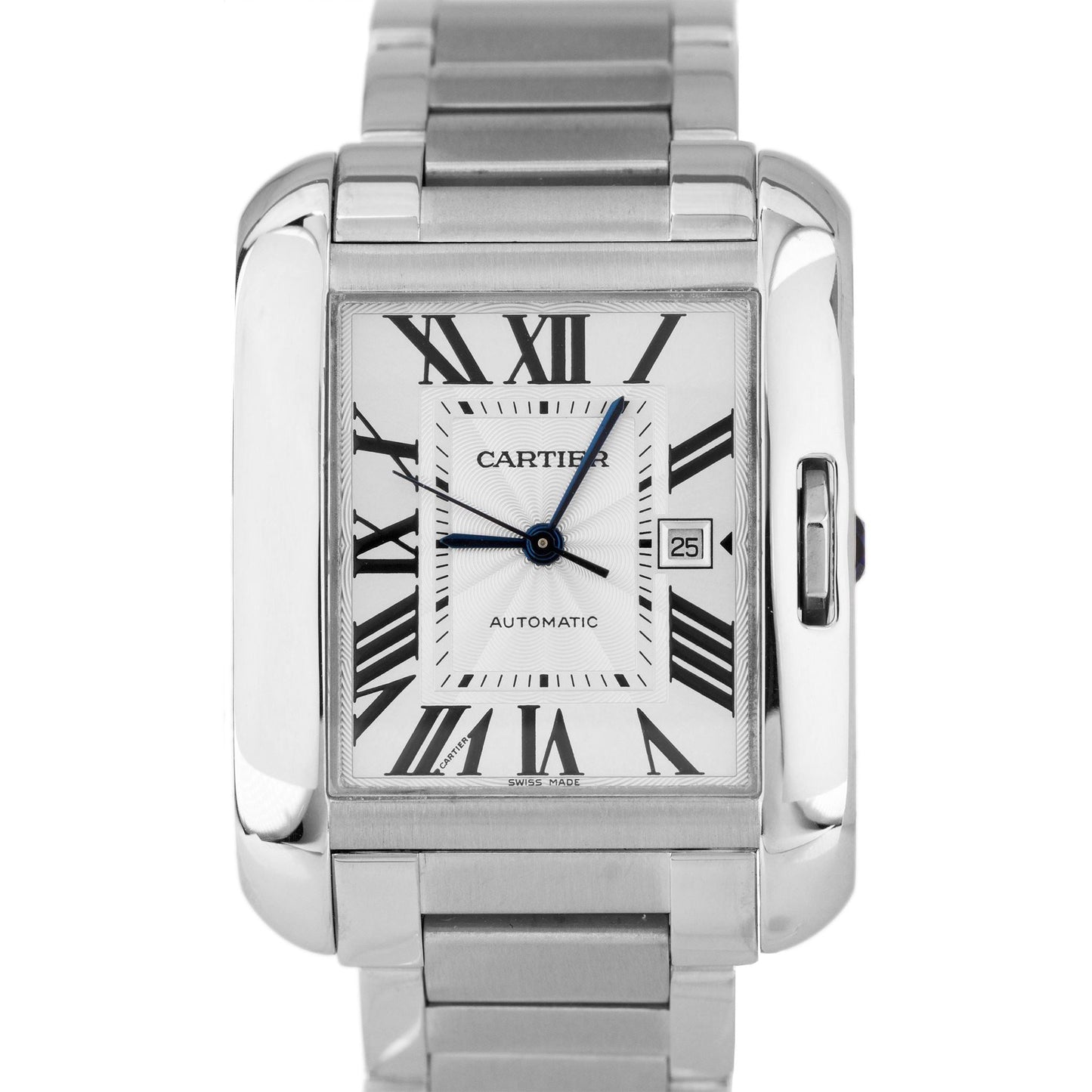 Cartier Tank Anglaise LARGE Silver 30mm Steel Automatic Watch 3511 / W5310009