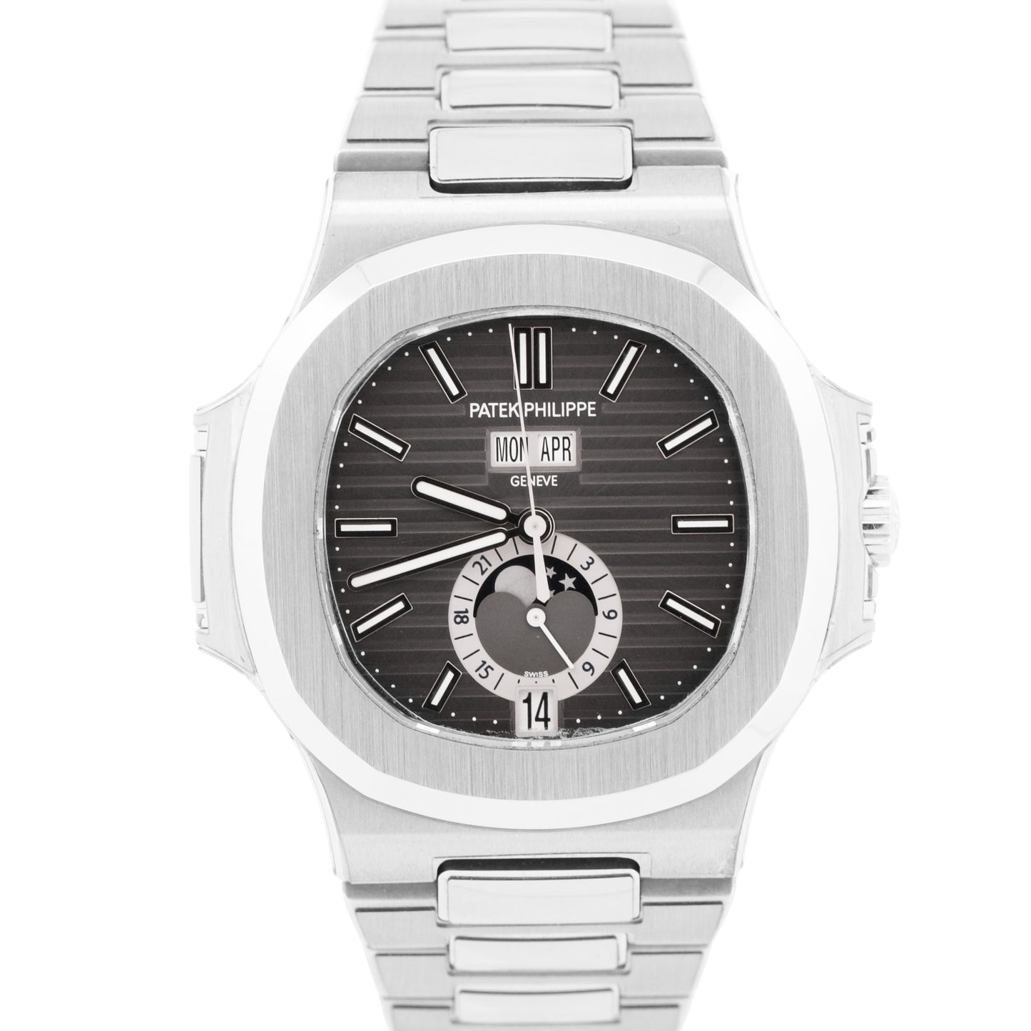2018 PAPERS Patek Philippe Nautilus Moonphase GRAY Steel 40.5mm 5726/1A BOX