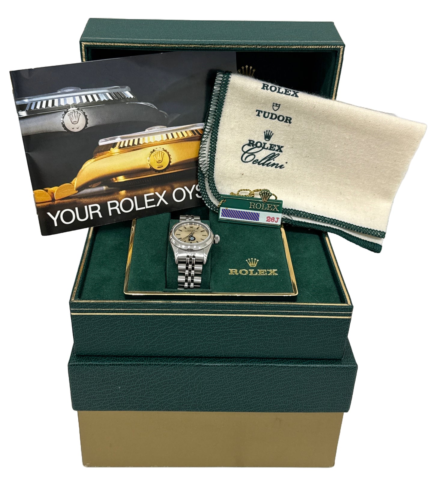 Rolex Oyster Perpetual Silver POOL INTAIRDRIL Steel Jubilee 24mm Watch 67180 BOX