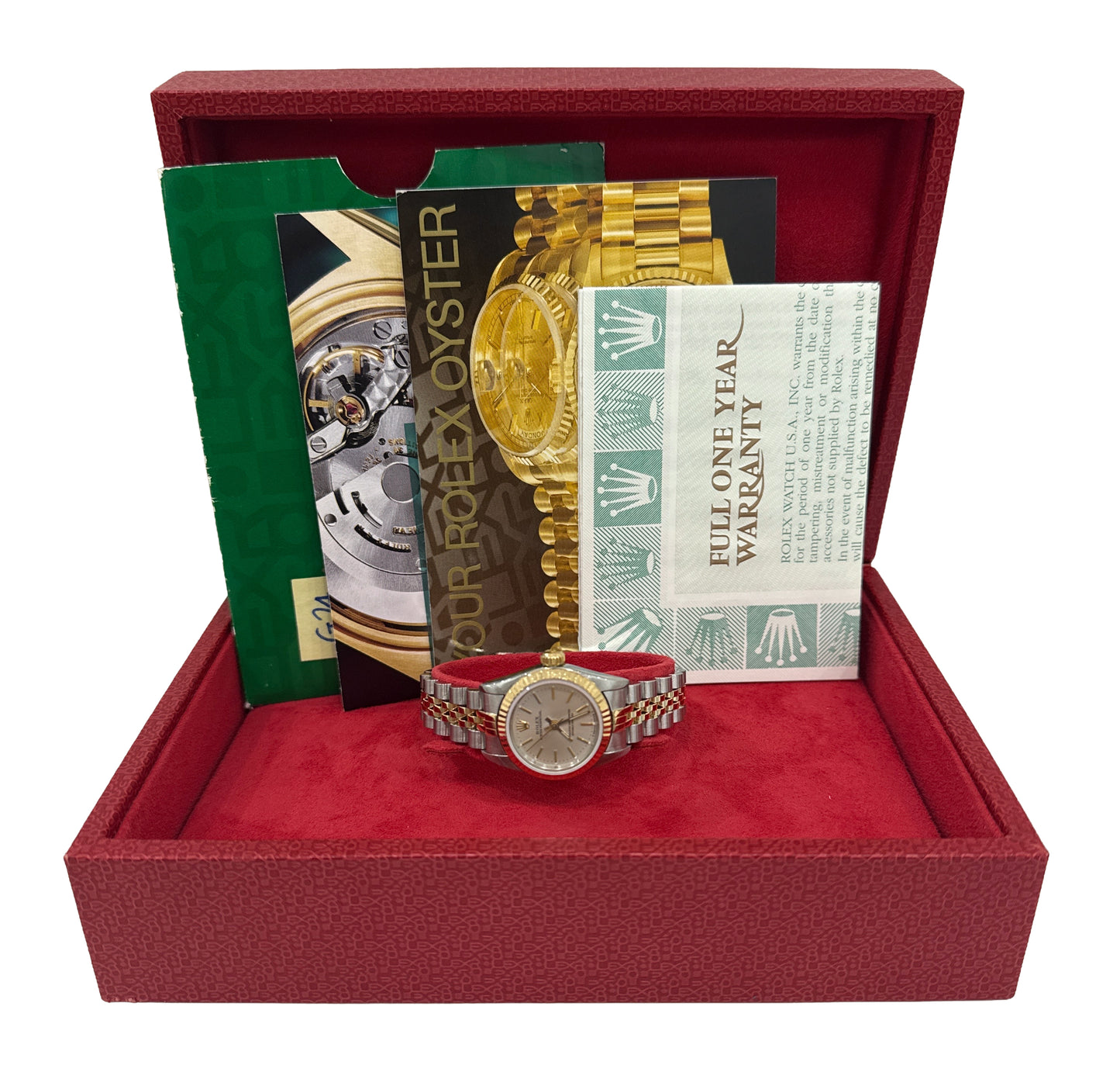 PAPERS Rolex Oyster Perpetual 24mm SILVER Two-Tone Gold Steel JUBILEE 67193 BOX
