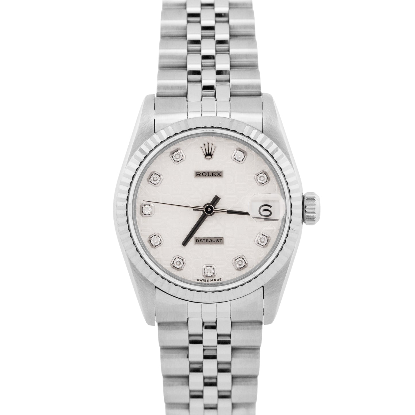 Rolex DateJust 31mm SILVER JUBILEE DIAMOND Steel Midsize 18K Fluted Watch 68274