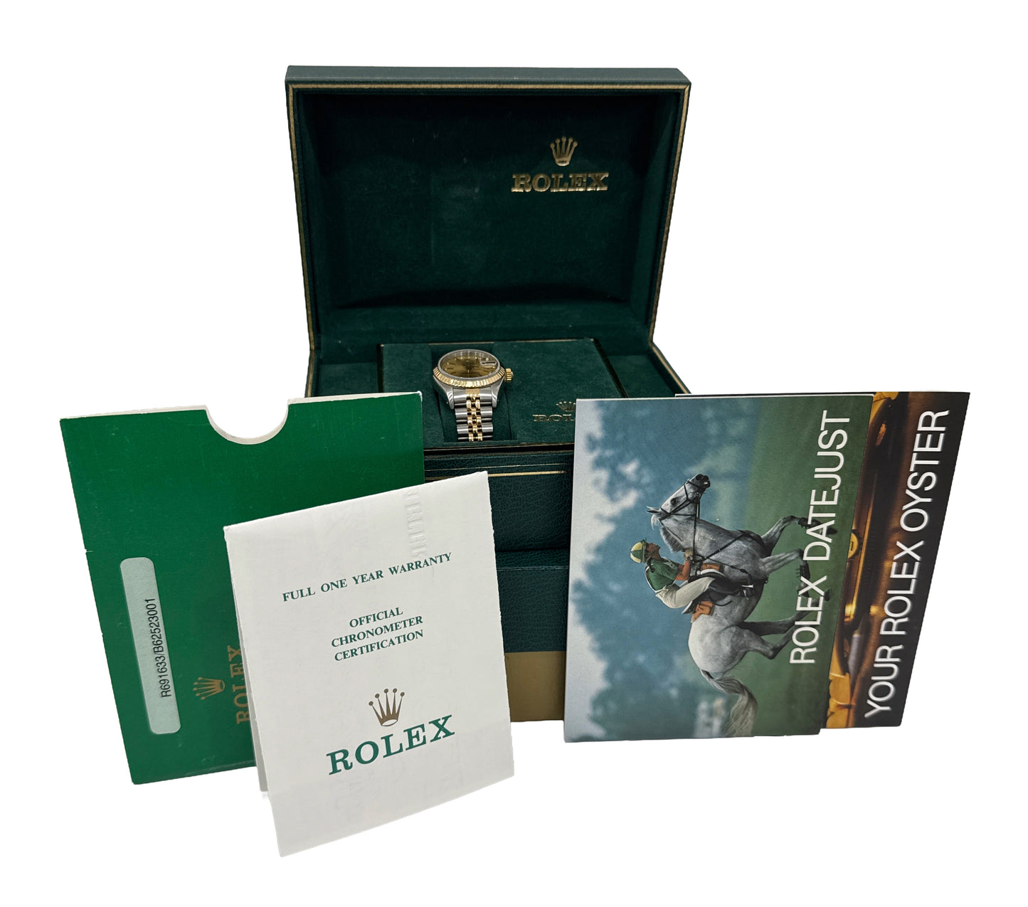 PAPERS Rolex DateJust 26mm CHAMPAGNE Two-Tone Fluted 18K JUBILEE Steel 69163 BOX