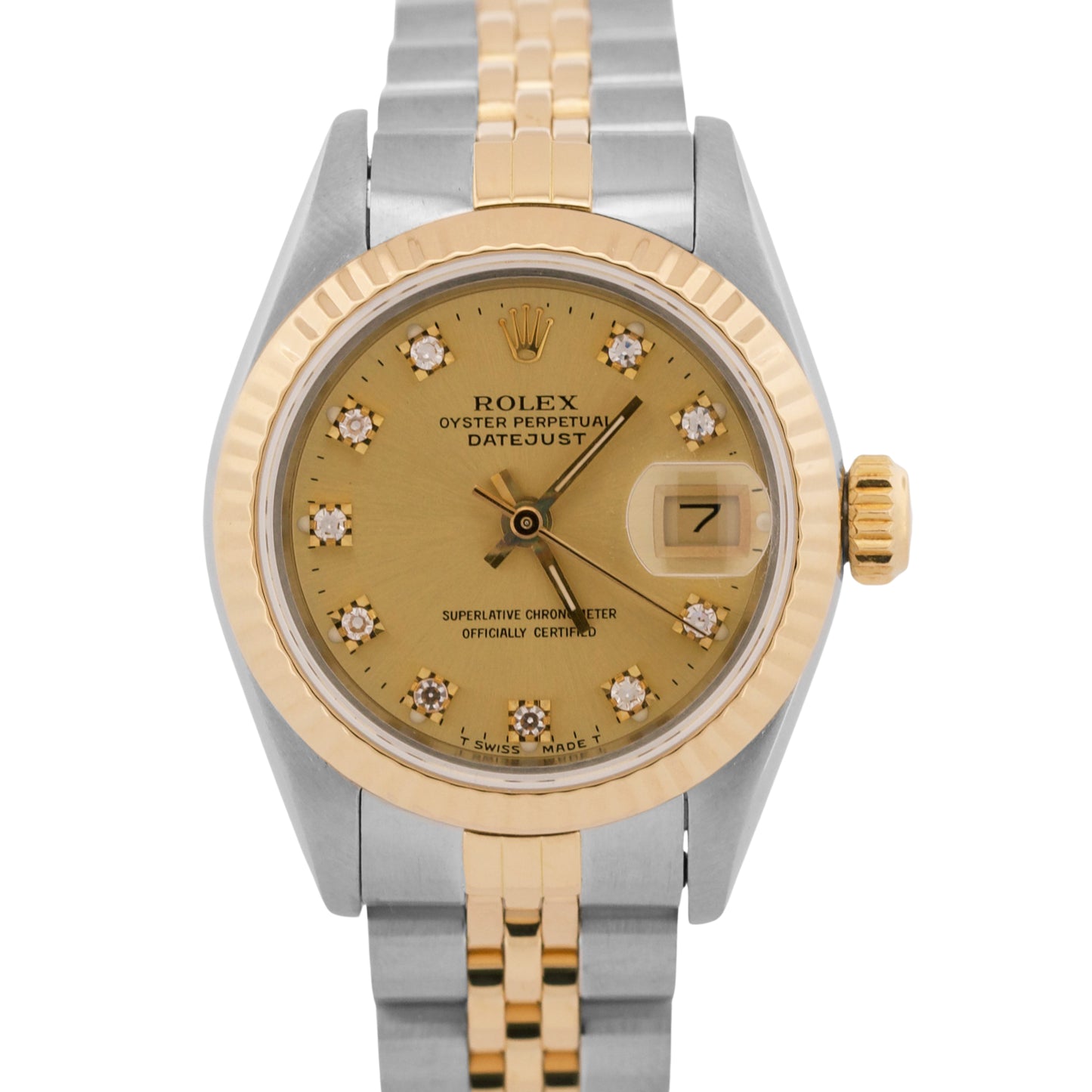 Ladies Rolex DateJust 26mm CHAMPAGNE DIAMOND 18K Yellow Gold Steel JUBILEE 69173