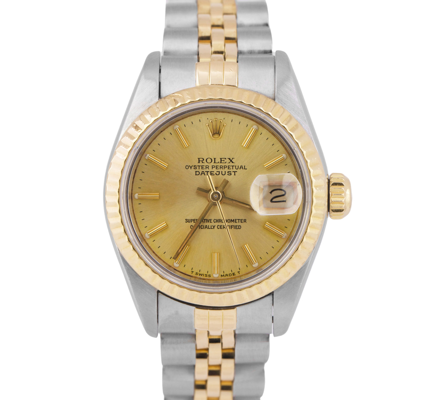 Ladies Rolex DateJust 26mm Champagne Two-Tone 18K Gold Steel Jubilee 69173