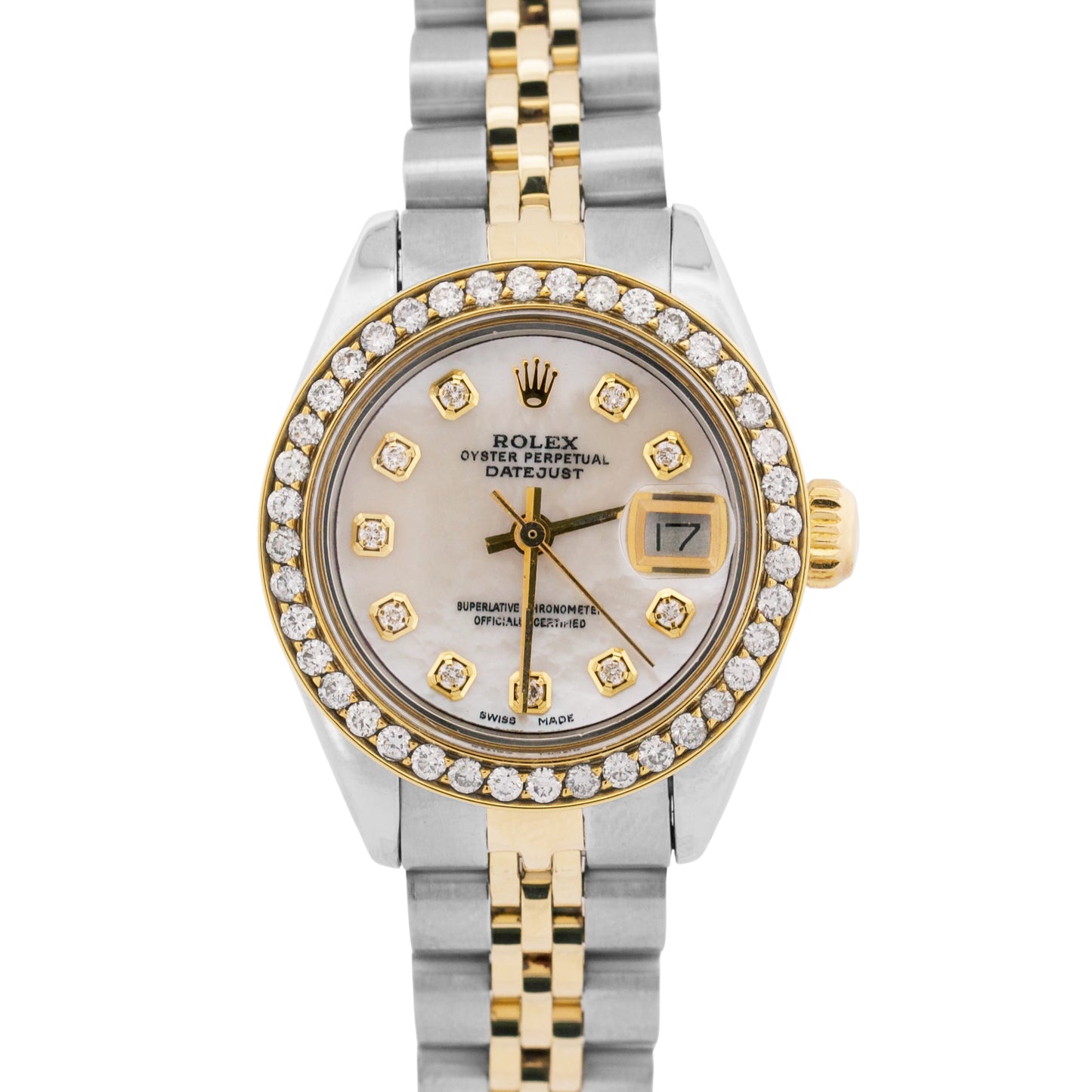 VINTAGE Rolex DateJust 26mm MOP DIAMOND 18K Yellow Gold Steel JUBILEE 6917 BOX