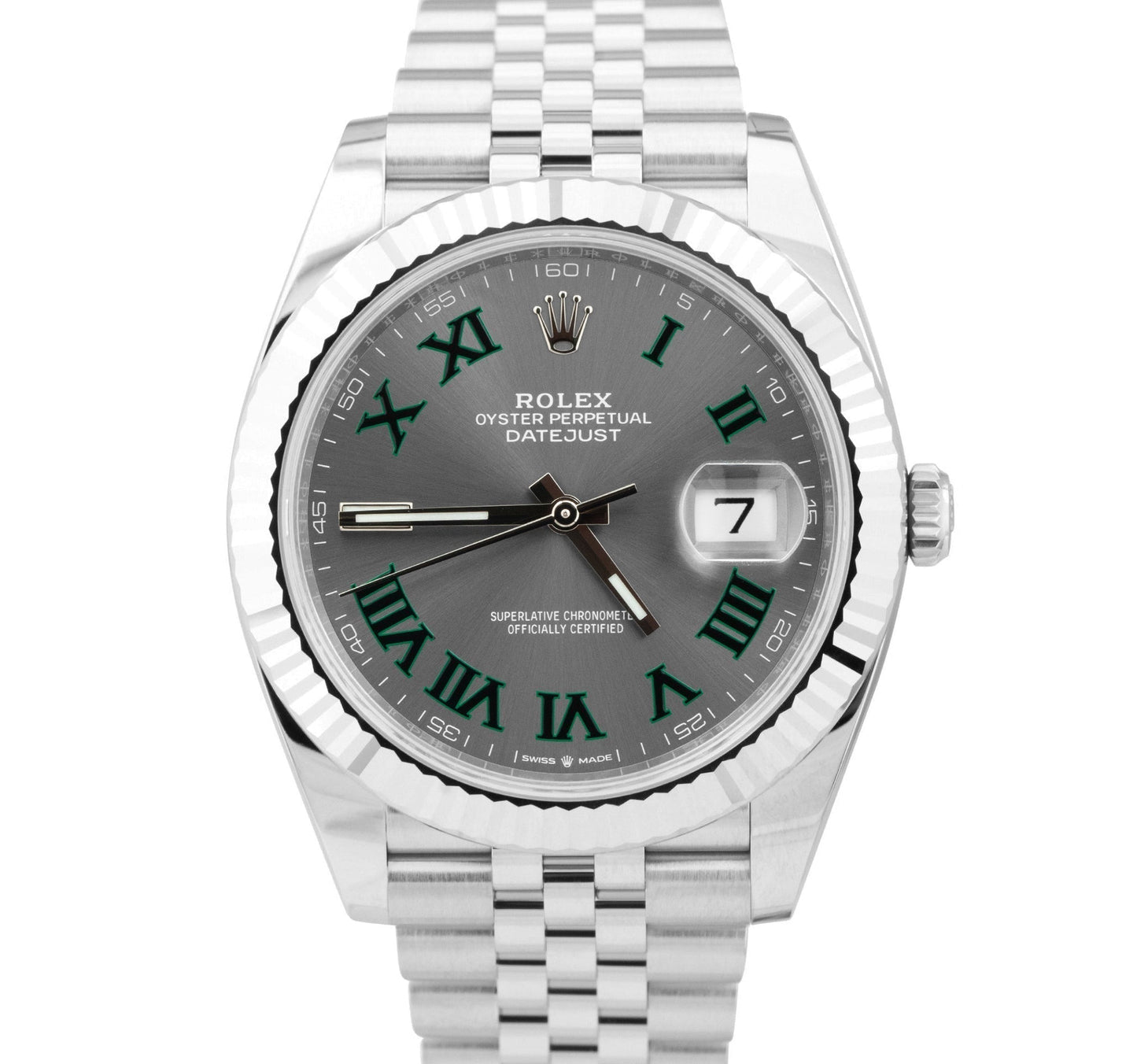 BRAND NEW JUNE 2023 Rolex DateJust 41 Wimbledon Fluted Watch Jubilee 126334 B+P