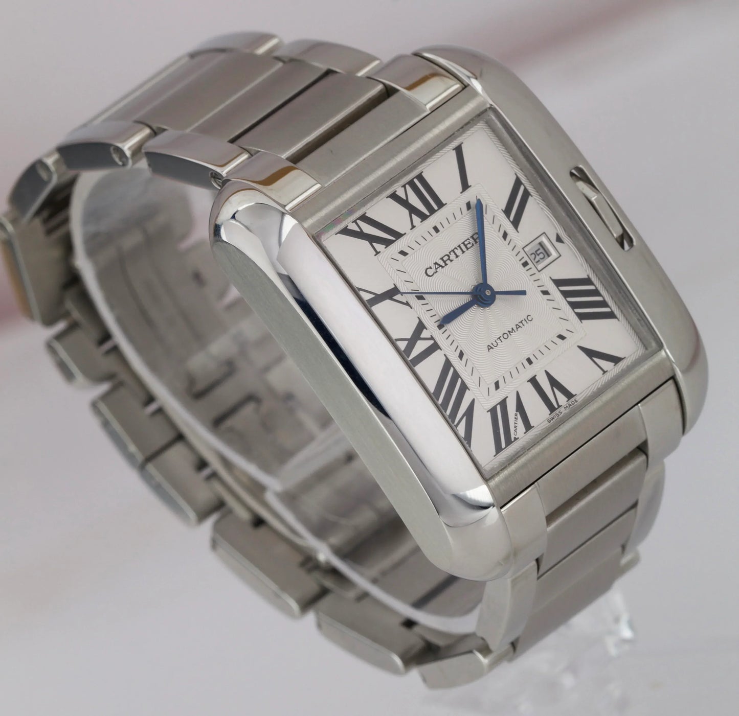 Cartier Tank Anglaise LARGE Silver 30mm Steel Automatic Watch 3511 / W5310009