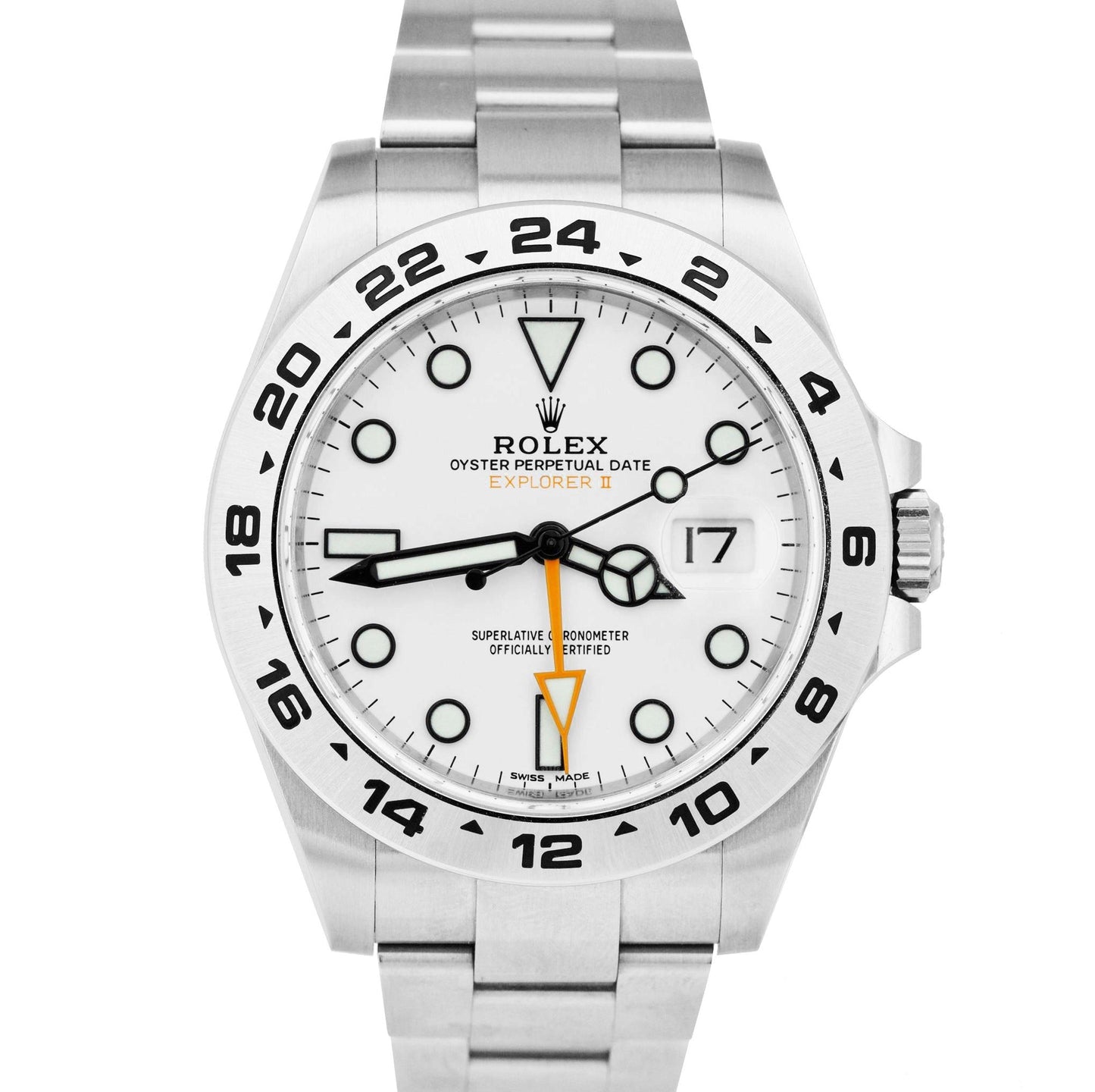 2018 PAPERS Rolex Explorer II 42mm 216570 White Orange Steel GMT Date Watch B+P