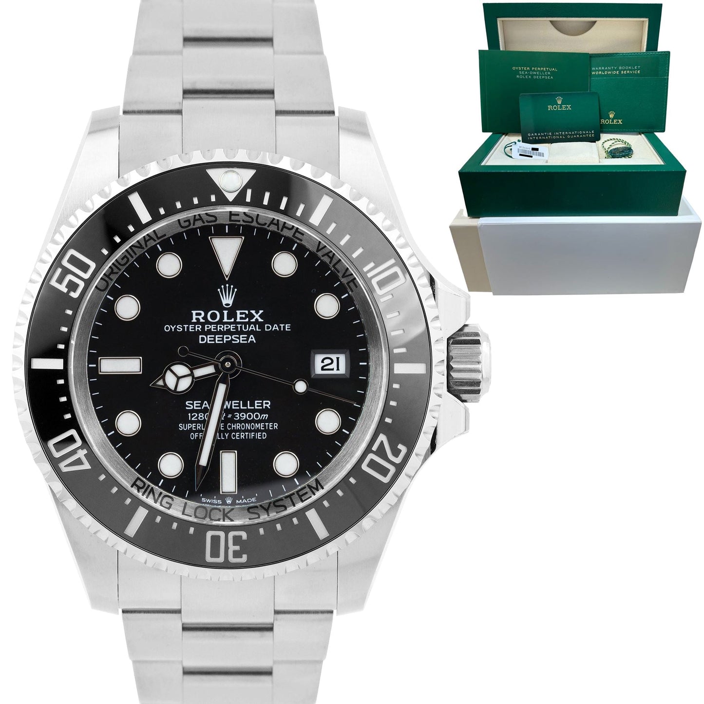 2022 Rolex Sea-Dweller Deepsea Black Stainless Steel Date Watch 44mm 136660 B+P