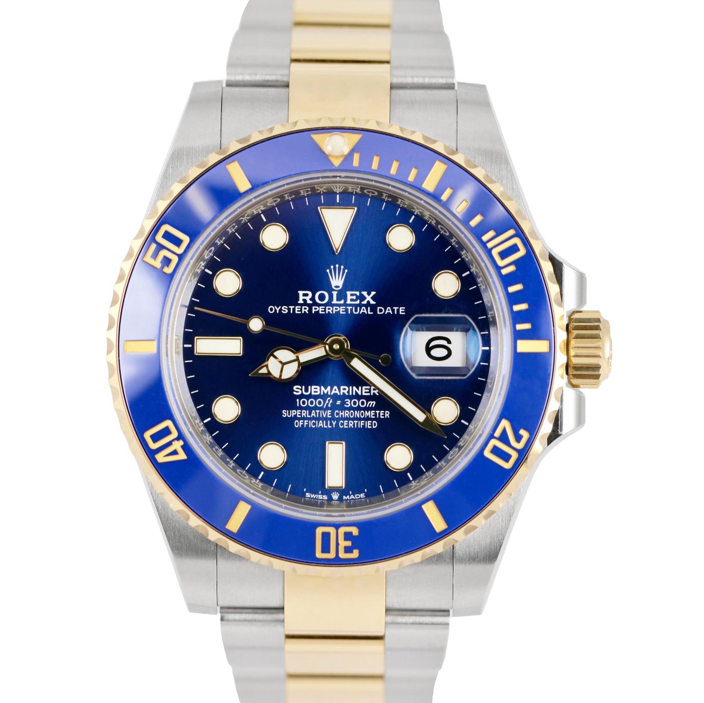 2021 NEW PAPERS Rolex Submariner Date 41mm Two-Tone 18K Gold Blue 126613 LB B+P