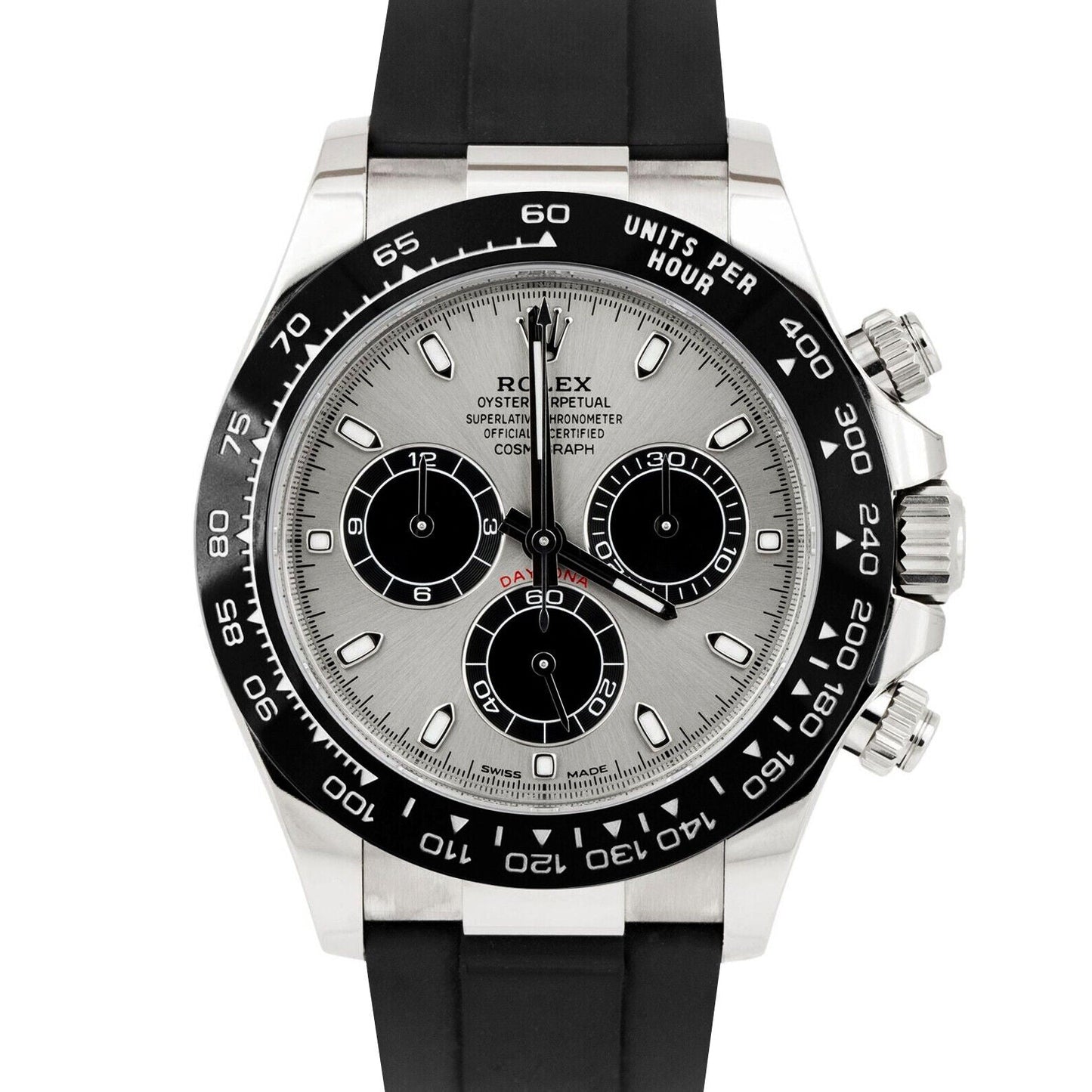 MINT 2022 Rolex Daytona 18K White Gold Ghost Silver Oysterflex Watch 116519 LN