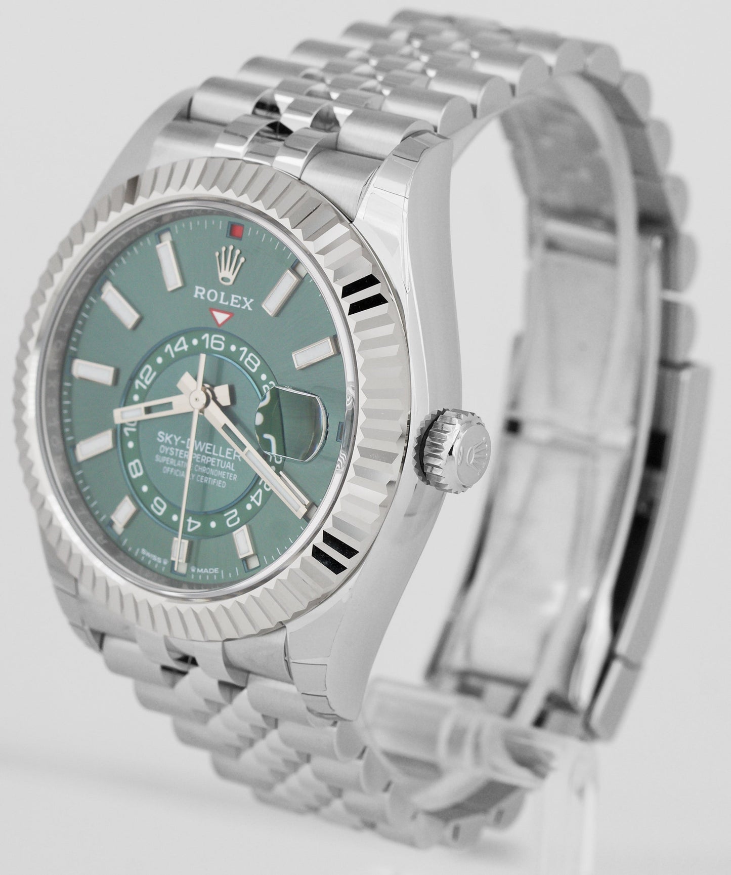BRAND NEW 2023 PAPERS Rolex Sky-Dweller MINT GREEN 42mm Jubilee Watch 336934 B+P