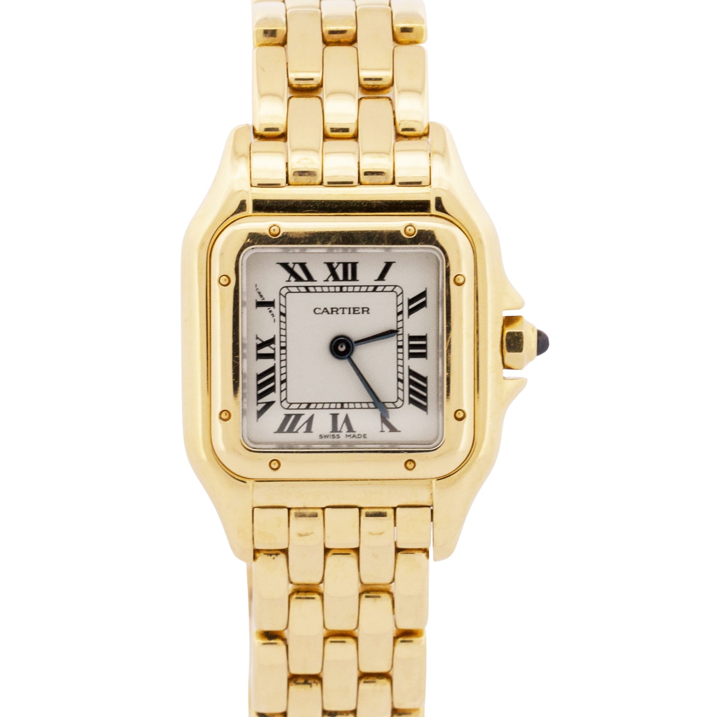 Ladies Cartier Panthere Small WHITE ROMAN 18K Yellow Gold 22mm Quartz 866911 BOX