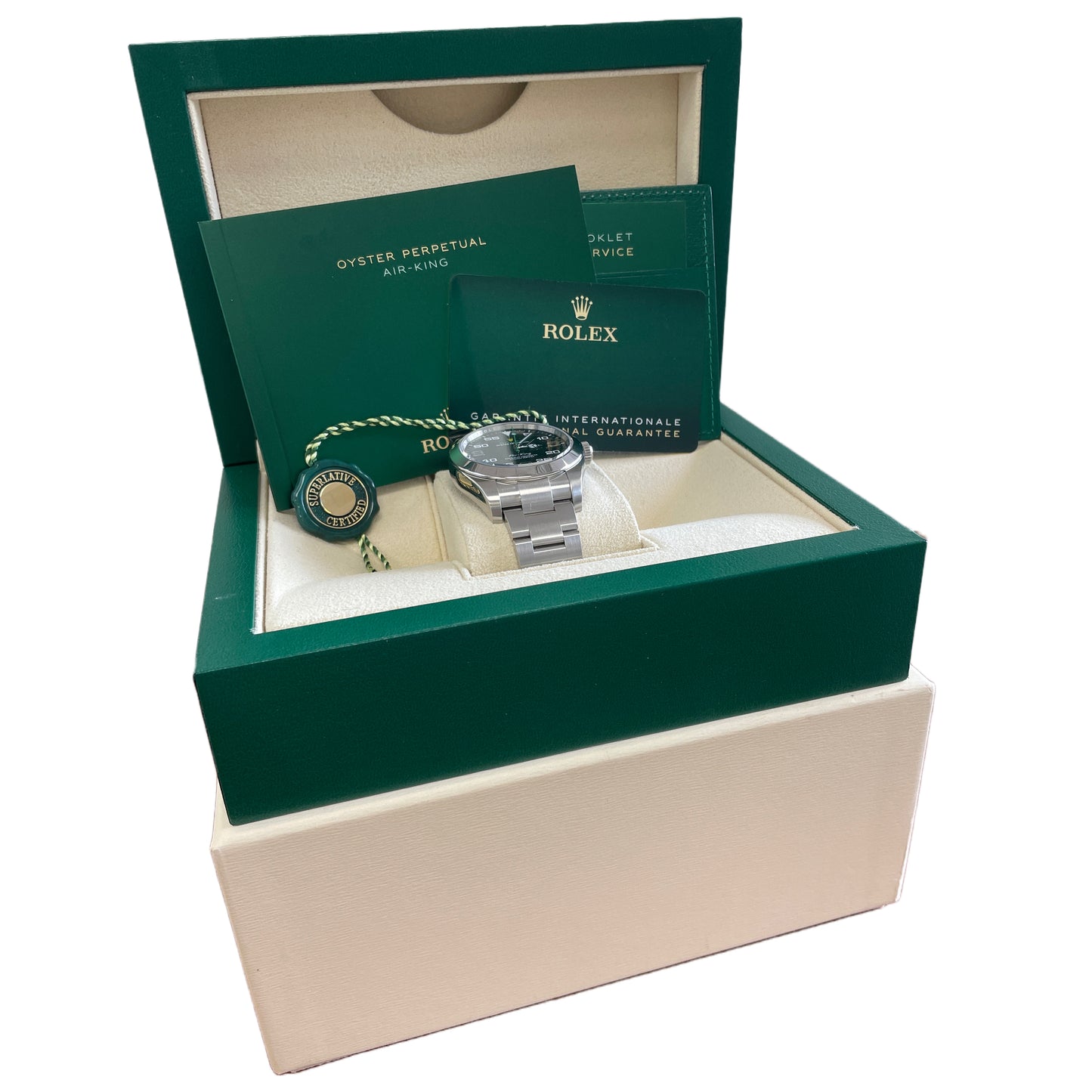 MINT 2021 Rolex Air-King 40mm Green Black Stainless 116900 PAPERS Watch B+P