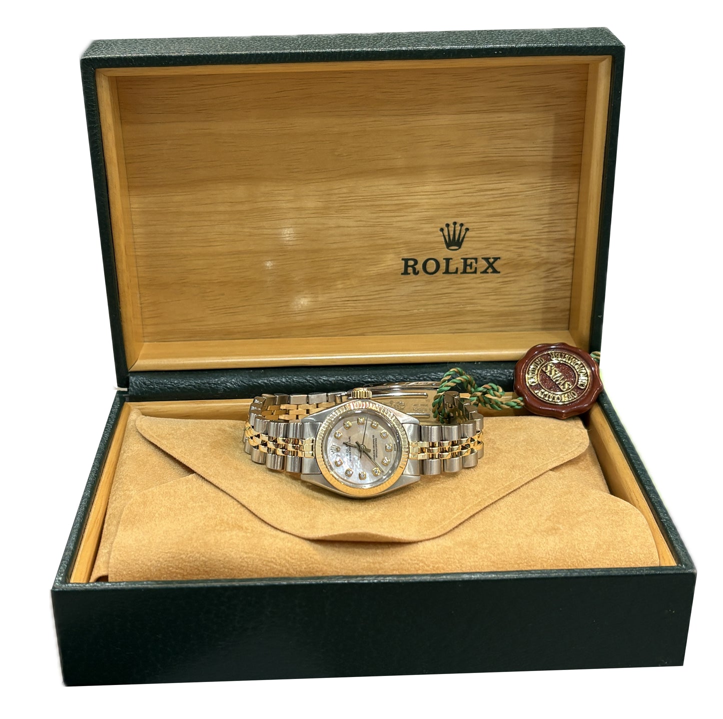 Rolex Oyster Perpetual 24mm Mother of Pearl DIAMOND 18K Gold 6719 Jubilee Watch