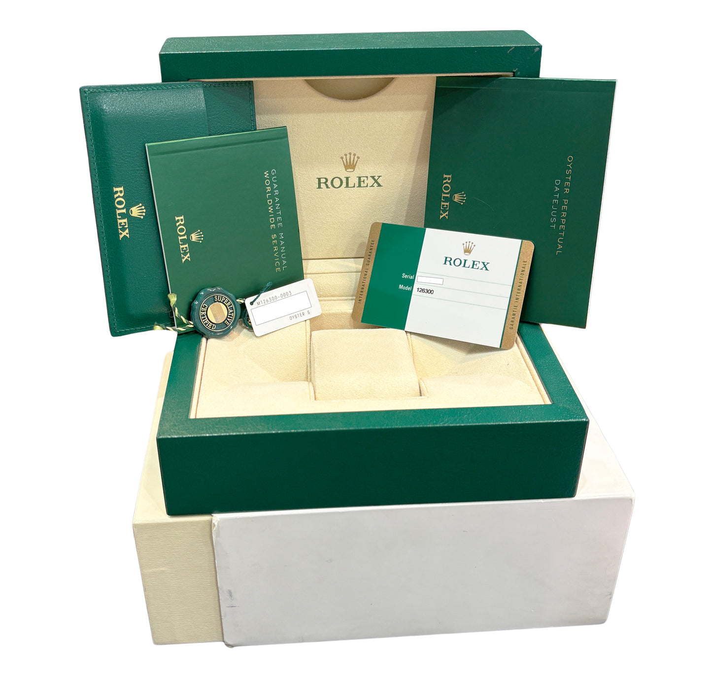 NEW UNWORN STICKERED PAPERS Rolex DateJust 41mm Silver OYSTER 126300 Watch BOX