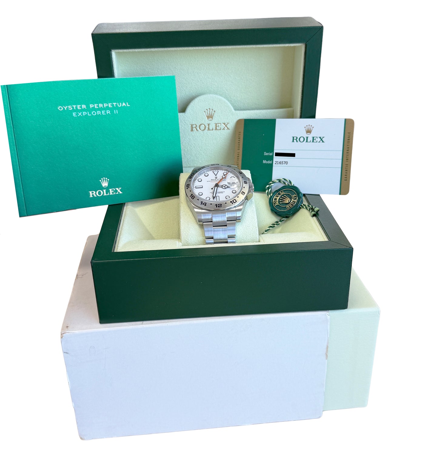 MINT 2020 PAPERS Rolex Explorer II 42mm 216570 POLAR WHITE Orange GMT Watch BOX
