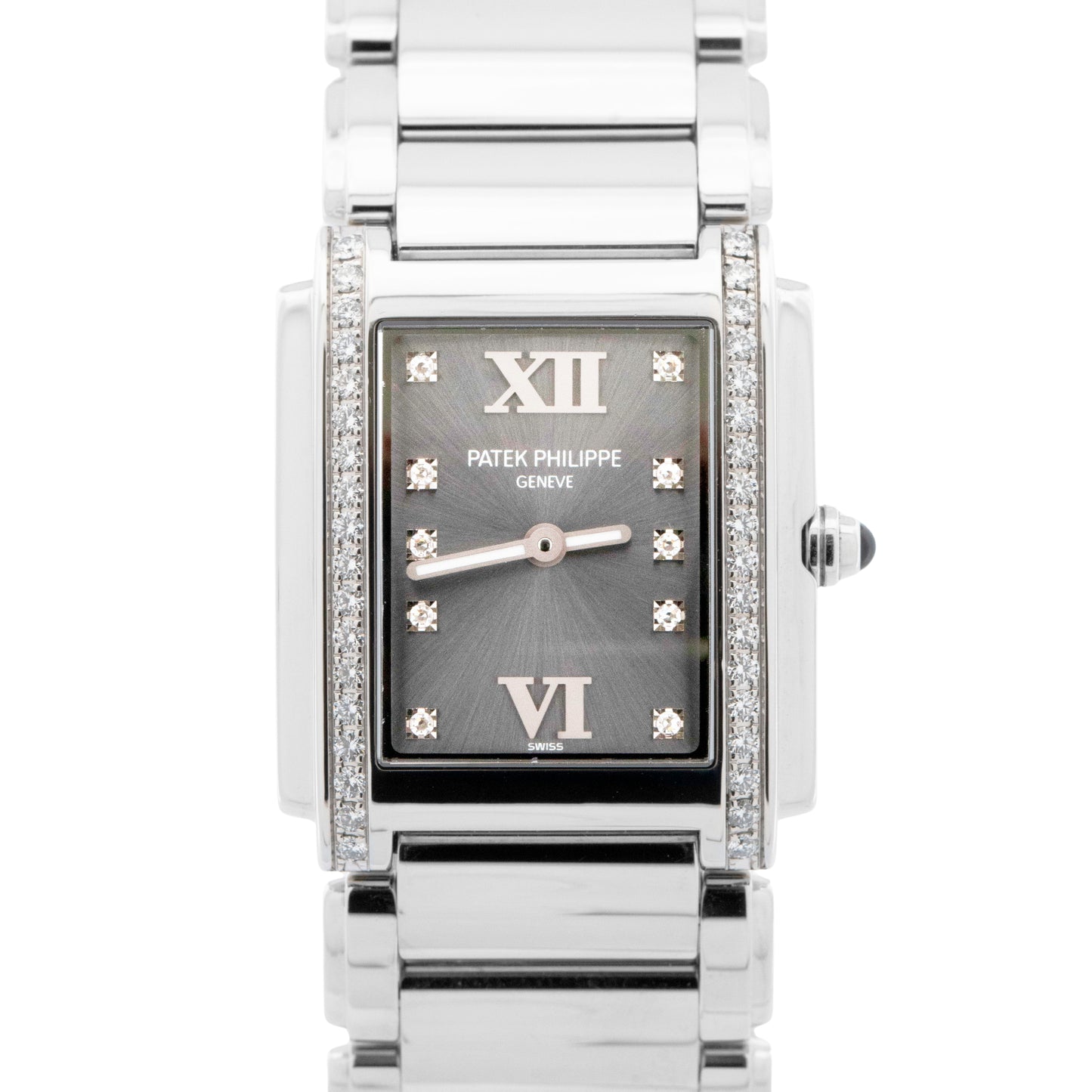MINT PAPERS Ladies Patek Philippe Twenty-4 Grey 25mm Quartz Watch 4910/10 BOX
